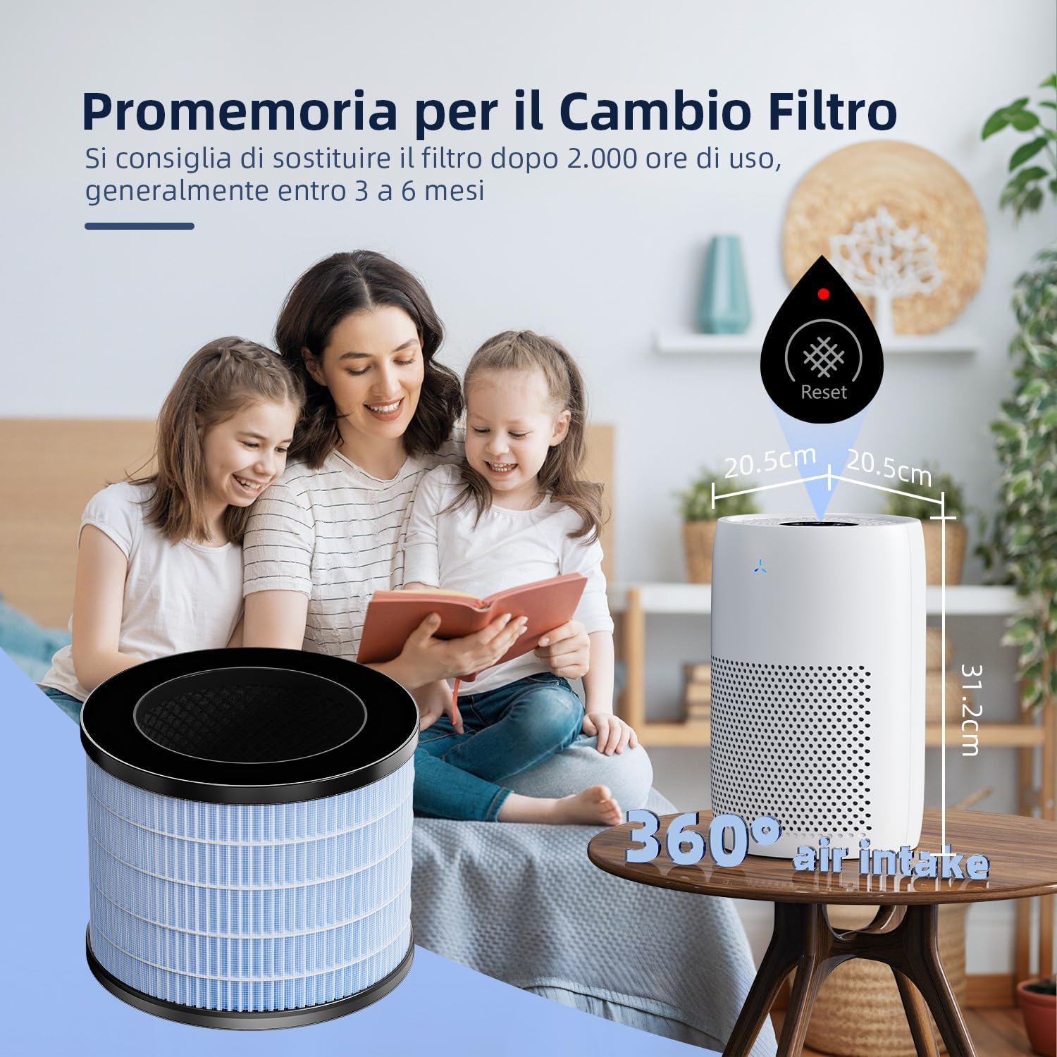 Thumbnail 6 de GOAMGE Purificatore d’Aria per Stanze fino a 60㎡ con sensore PM2.5, CADR 170 m³/h e tripla filtrazione 99,97%