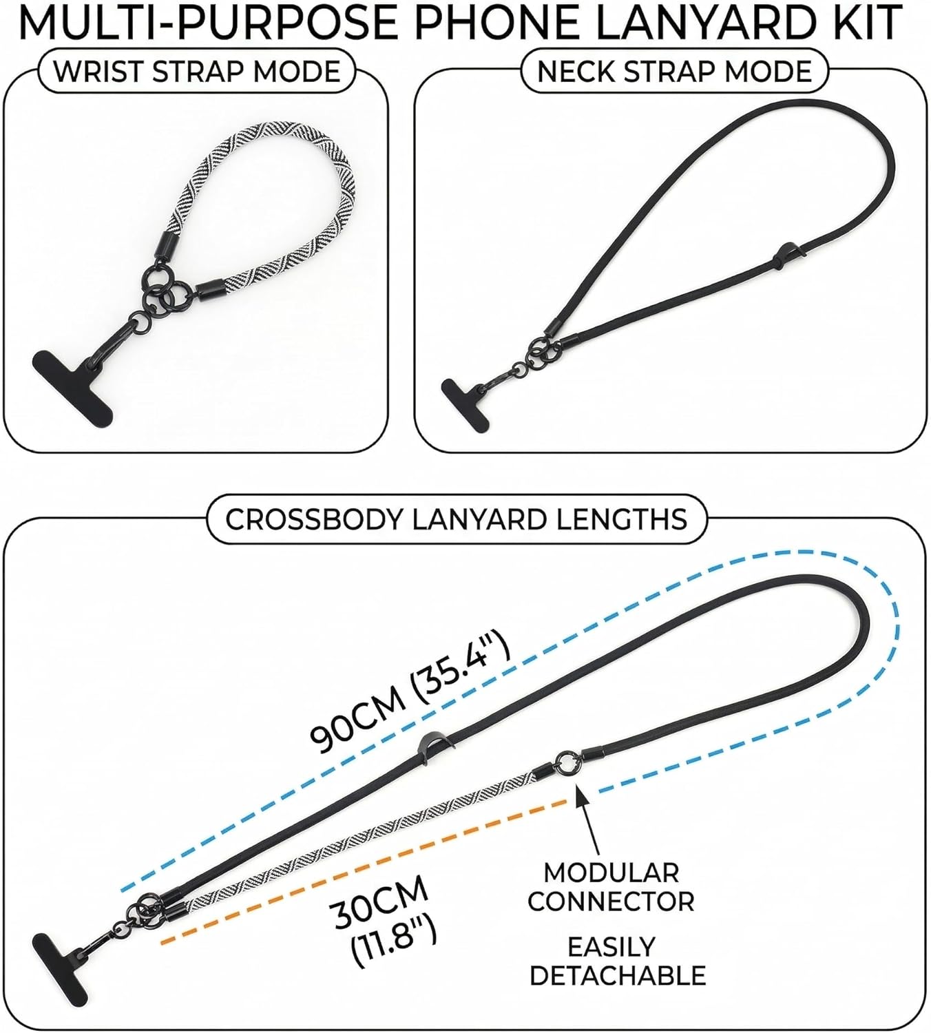Thumbnail 3 de Horktrust 3-in-1 Universal Handykette mit Crossbody-Lanyard, Brillenhalter & Kopfhörerhaken – für Smartphone