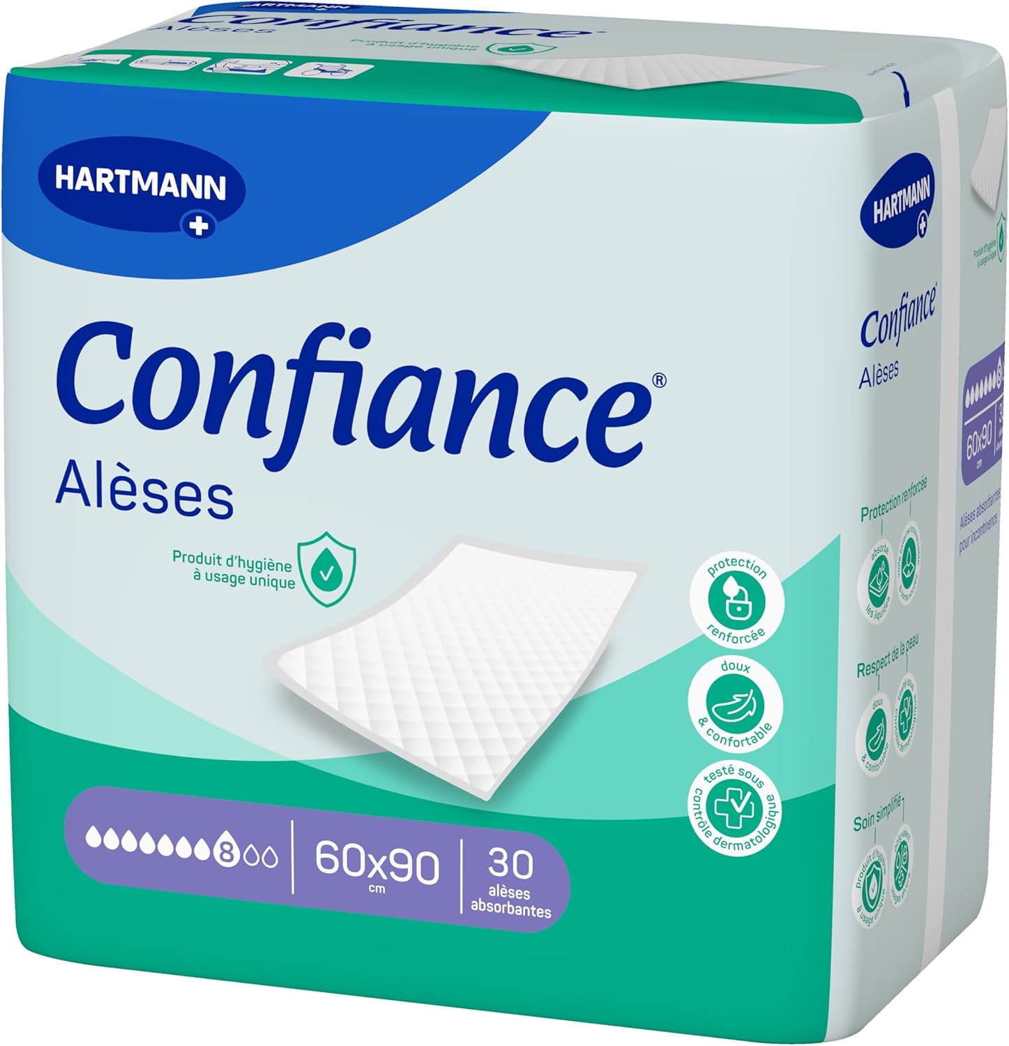 Thumbnail 1 de Confiance® Alèse – Alèses 60 x 90 cm, 8 gouttes, 30 unités