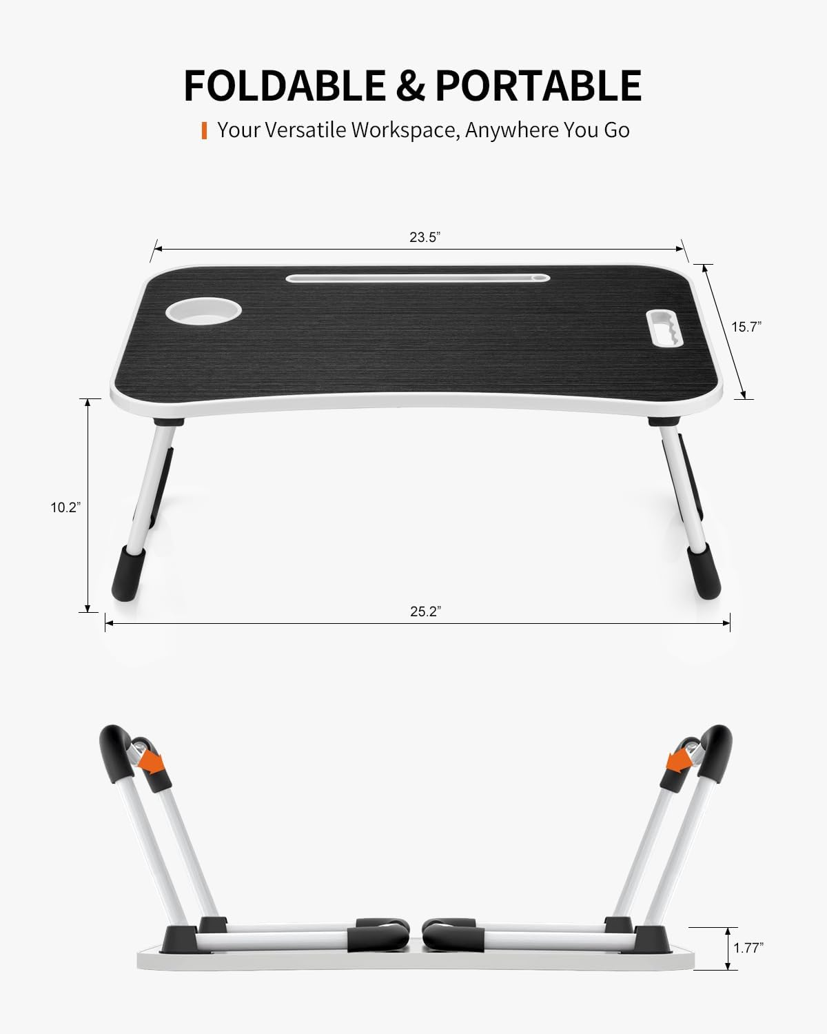 Thumbnail 5 de FISYOD Faltbarer Laptoptisch Schwarz 59,7×39,9 cm