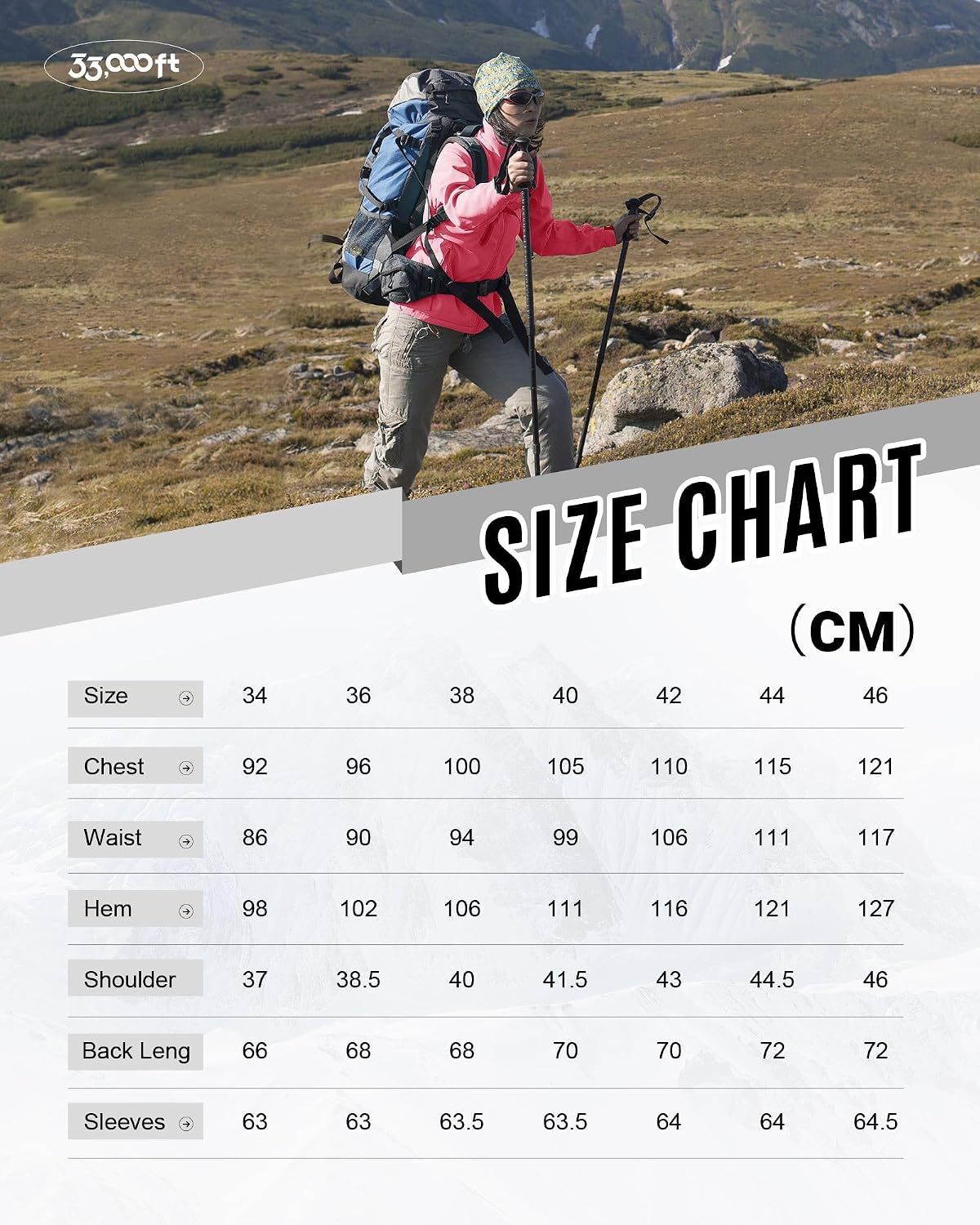 Thumbnail 6 de 33,000ft Damen gefütterte Softshelljacke mit Fleece & wasserdichter Beschichtung (8.000 mm) für Rad, Wandern & Übergang