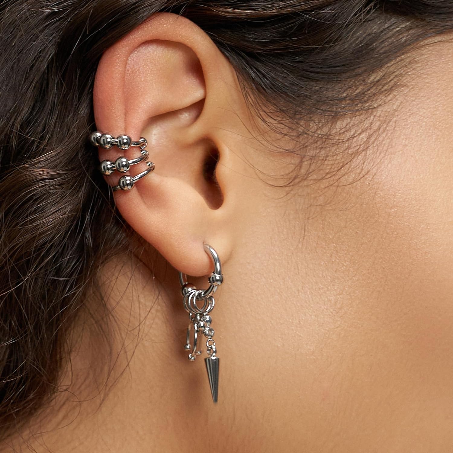 Thumbnail 6 de LIEBESKIND BERLIN Damen Schmuck Urban Collection: Piercing Design Creolen 3,8 cm aus Edelstahl