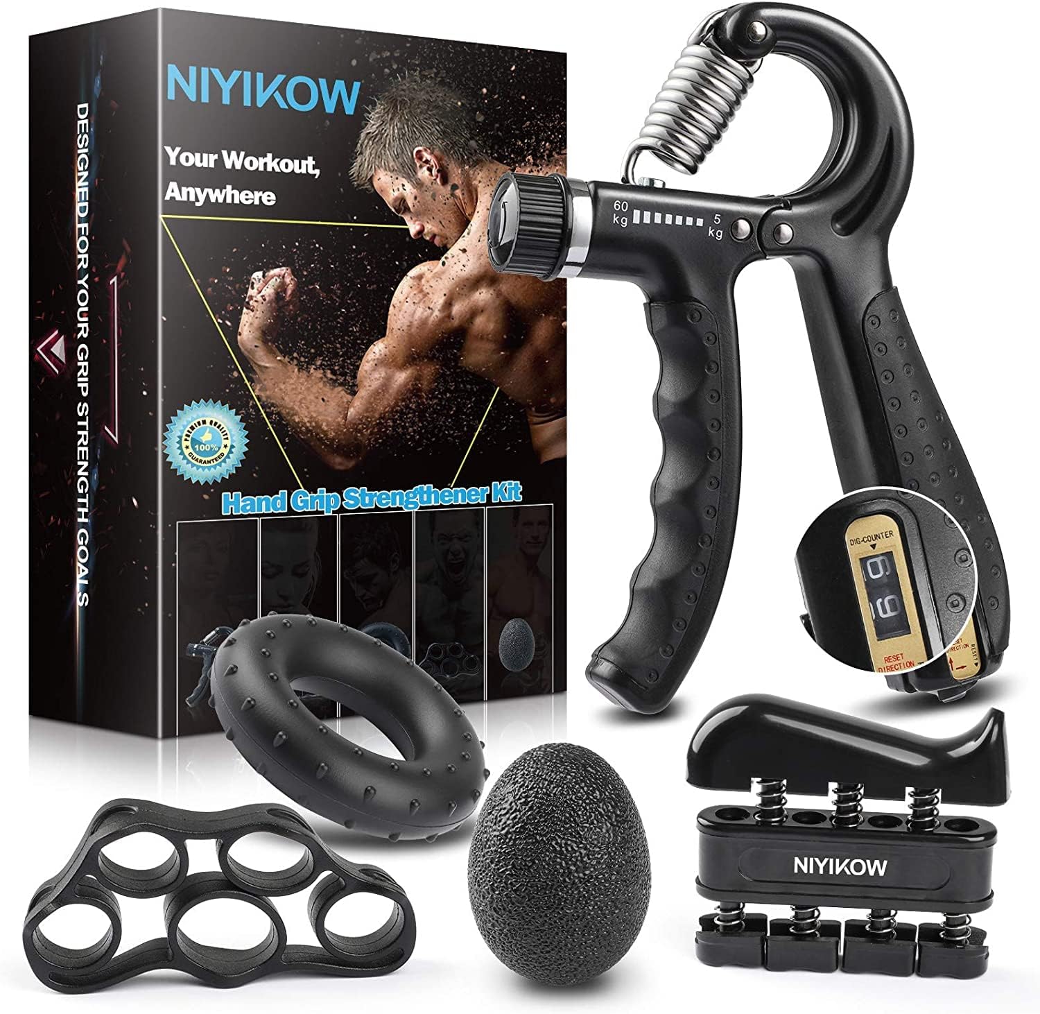 Thumbnail 6 de NIYIKOW Hand Grip Strength Trainer Kit, 5-pack