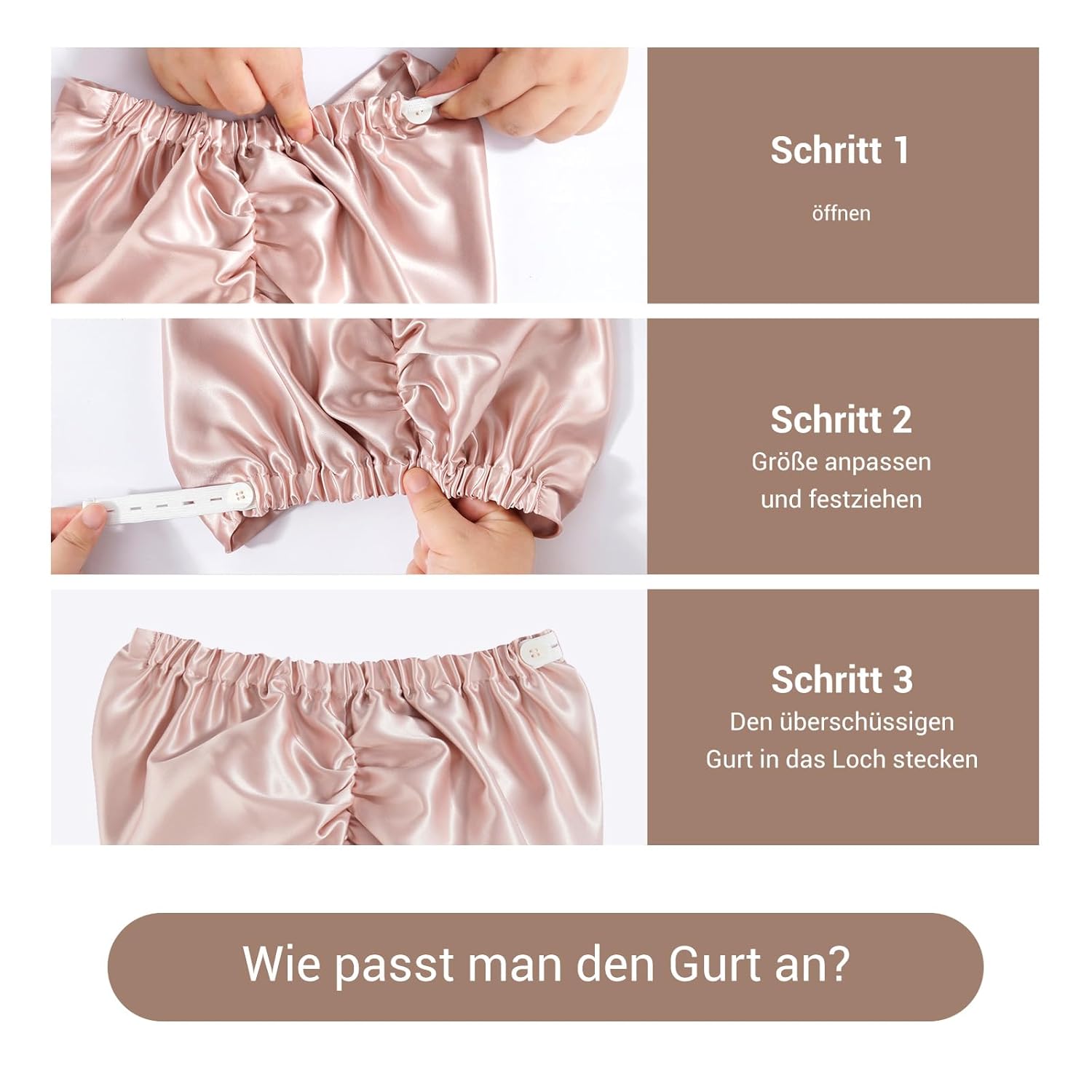 Thumbnail 6 de LaCourse rutschfeste, verstellbare Seidenhaube (22 Momme, 100% Maulbeerseide, doppellagig) zum Schlafen – Rosa
