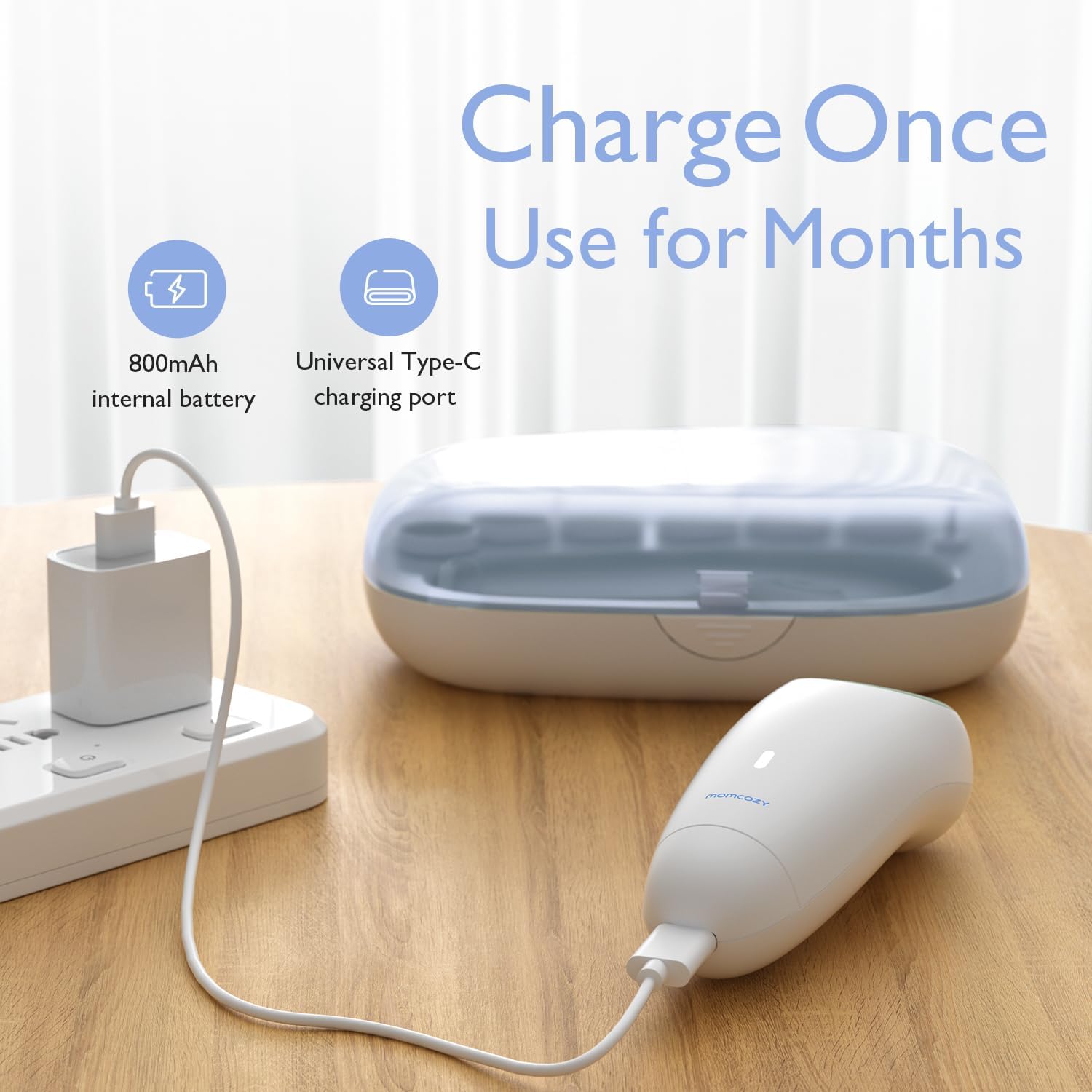 Thumbnail 1 de momcozy Baby Nail File Electric – rechargeable electric baby nail trimmer with 360° fog LED and replacement pads