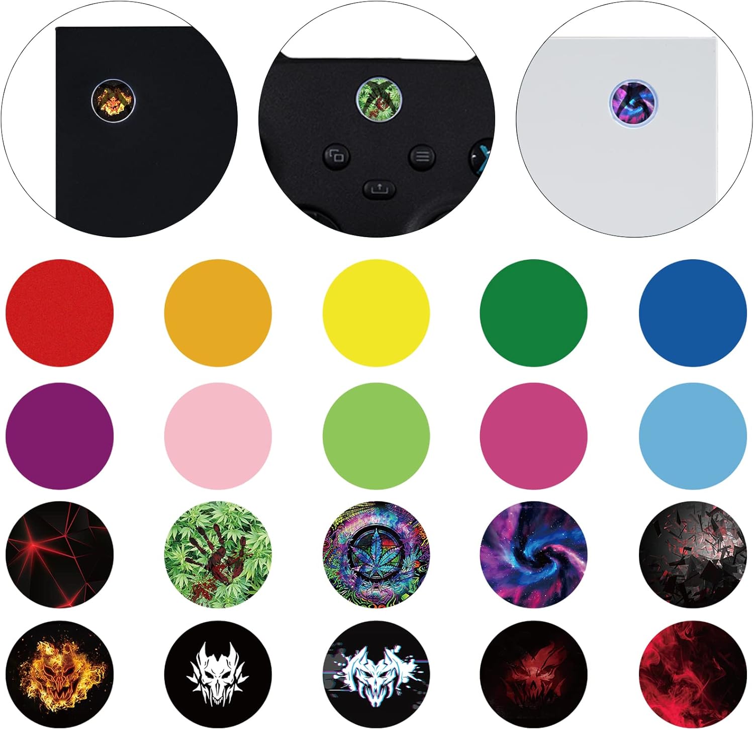 Thumbnail 2 de playvital Custom Home Button Power Switch Stickers Skin Cover for Xbox Series X|S, Xbox One & Elite Controllers (60 pcs)