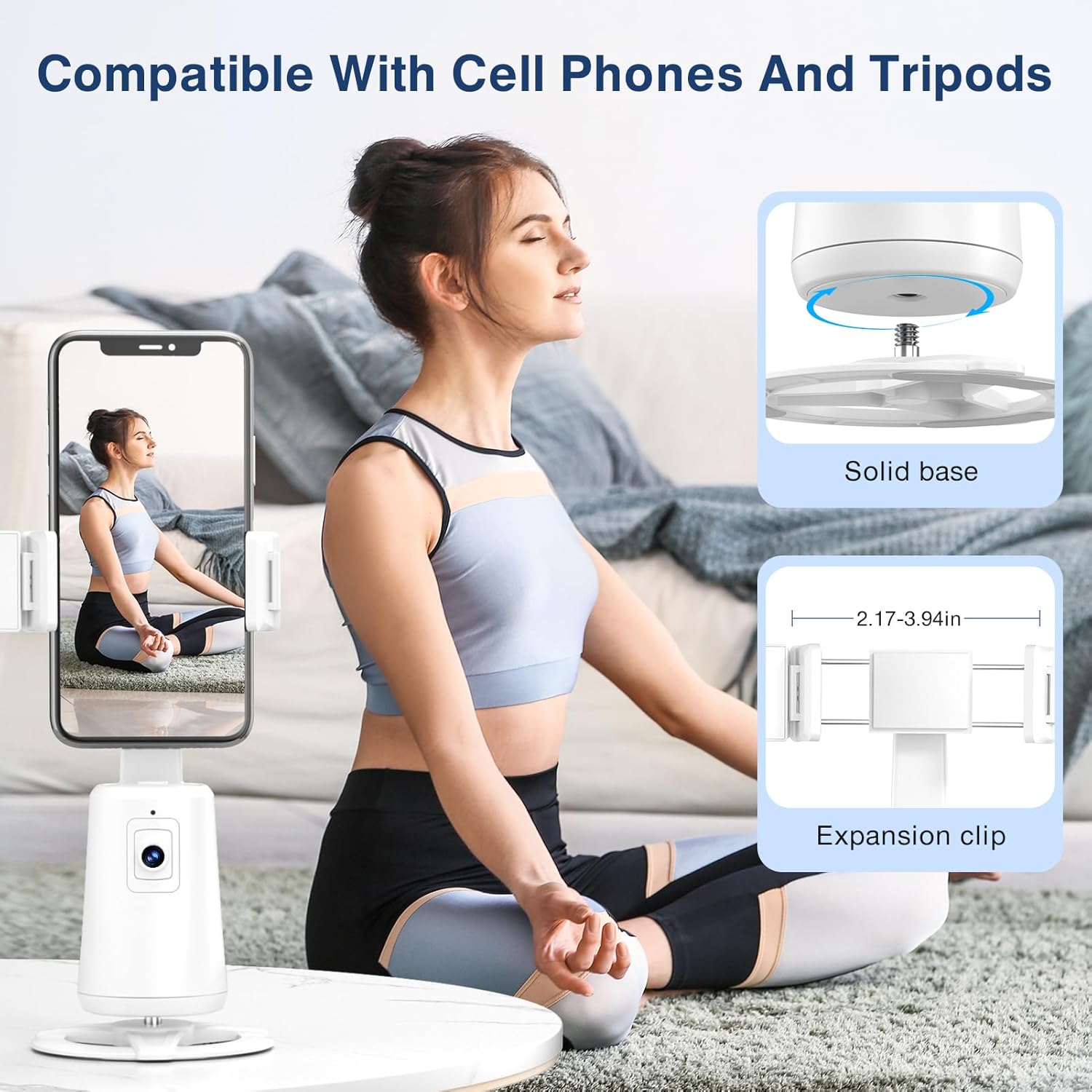 Detalle 2 de Auto Face Tracking Tripod 360° Rotating Stand with Remote