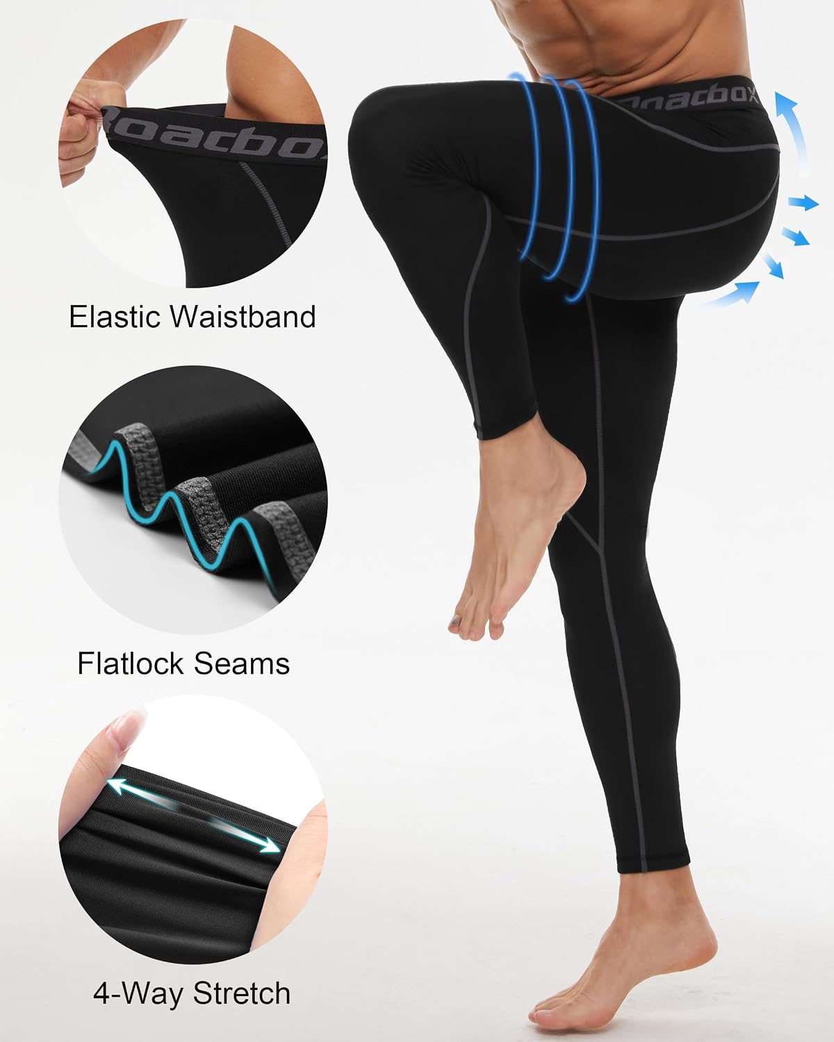 Detalle 2 de Roadbox Men's Compression Pants, 3-Pack