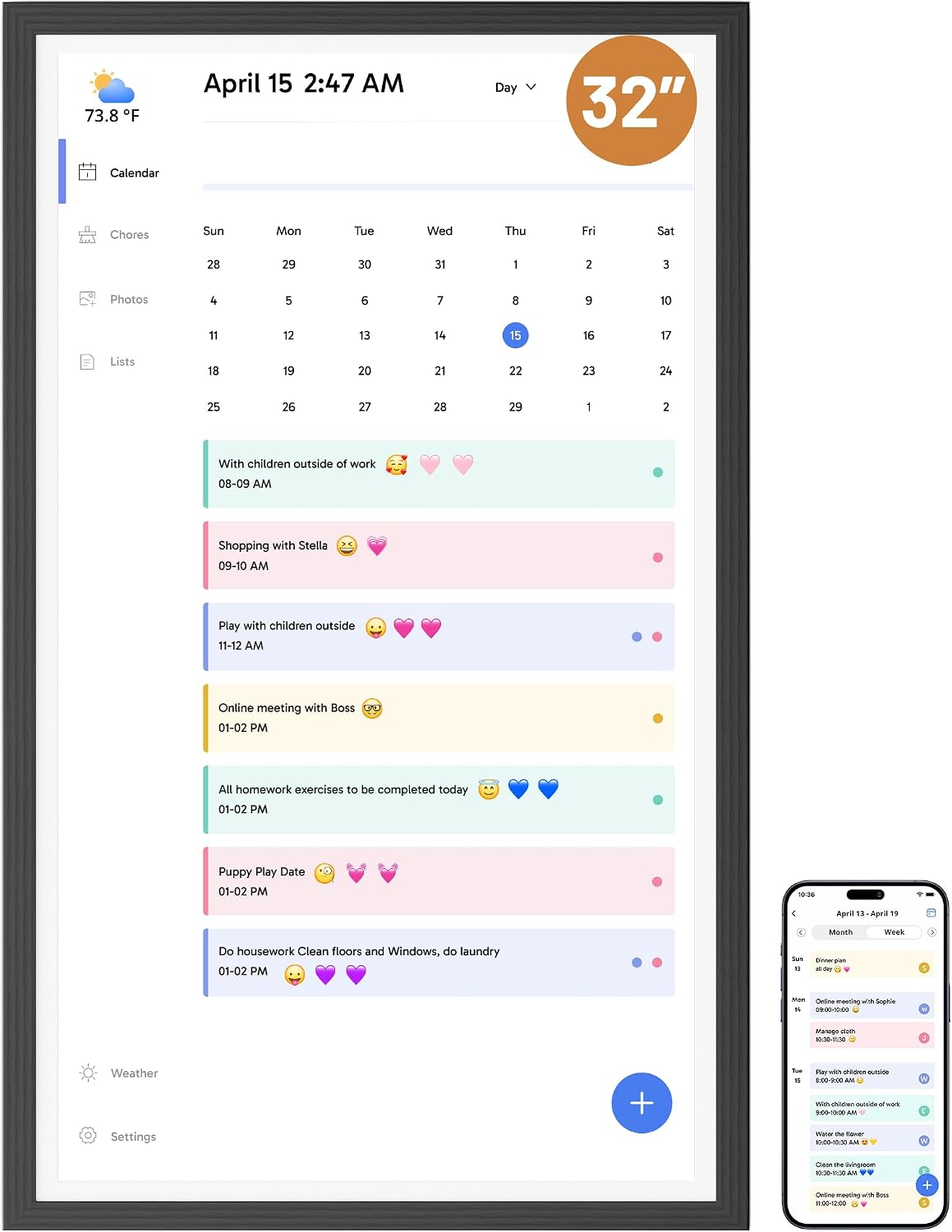 Detalle de Dragon Touch Calendar 32" Digital Family Planner (2026)