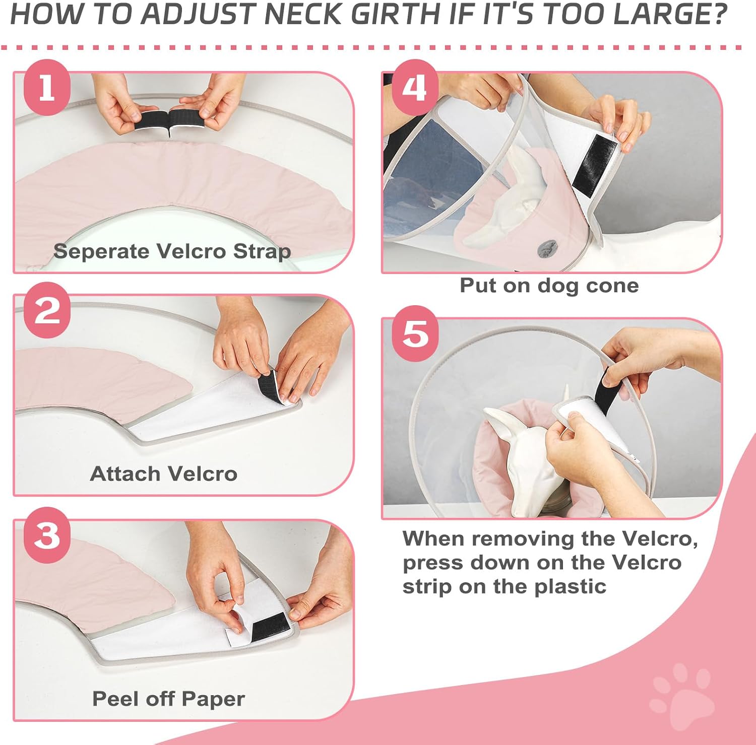 Thumbnail 6 de Supet dog cone collar for anti licking, Pink