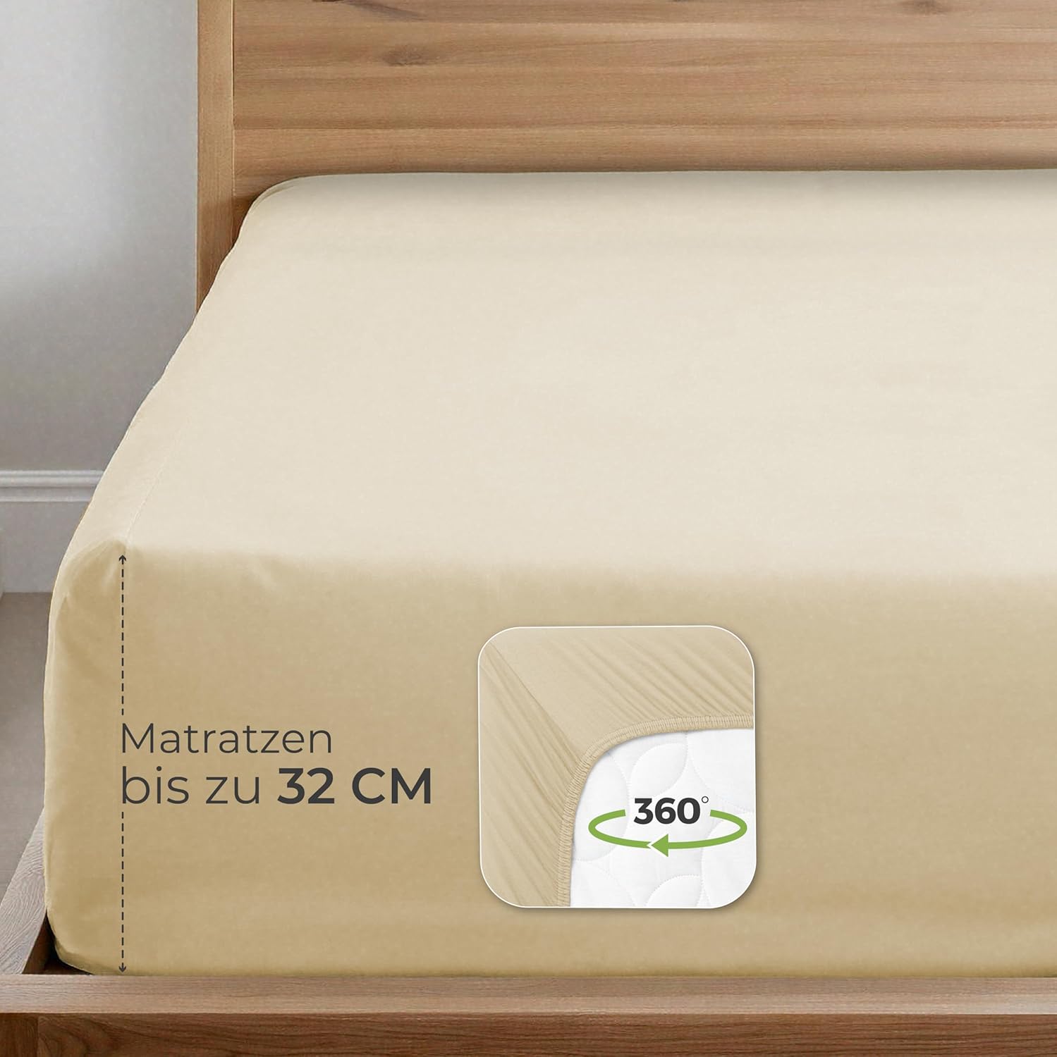 Thumbnail 2 de Dreamzie Premium Spannbettlaken 140x200–160x200 Beige