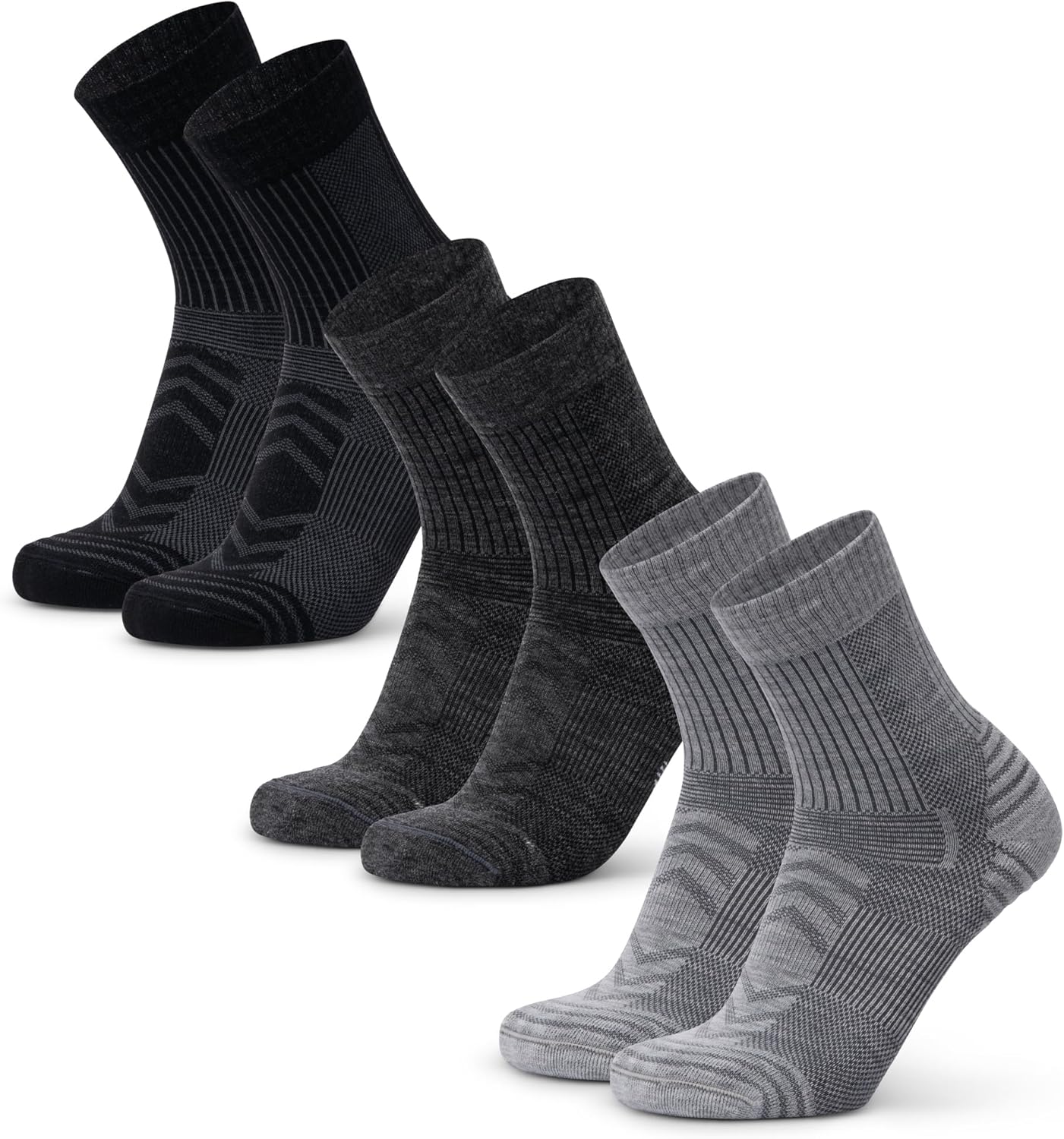 Detalle de DANISH ENDURANCE Leichte Merino Wolle Wandersocken – Gepolstert, Anti-Blasen, Unisex