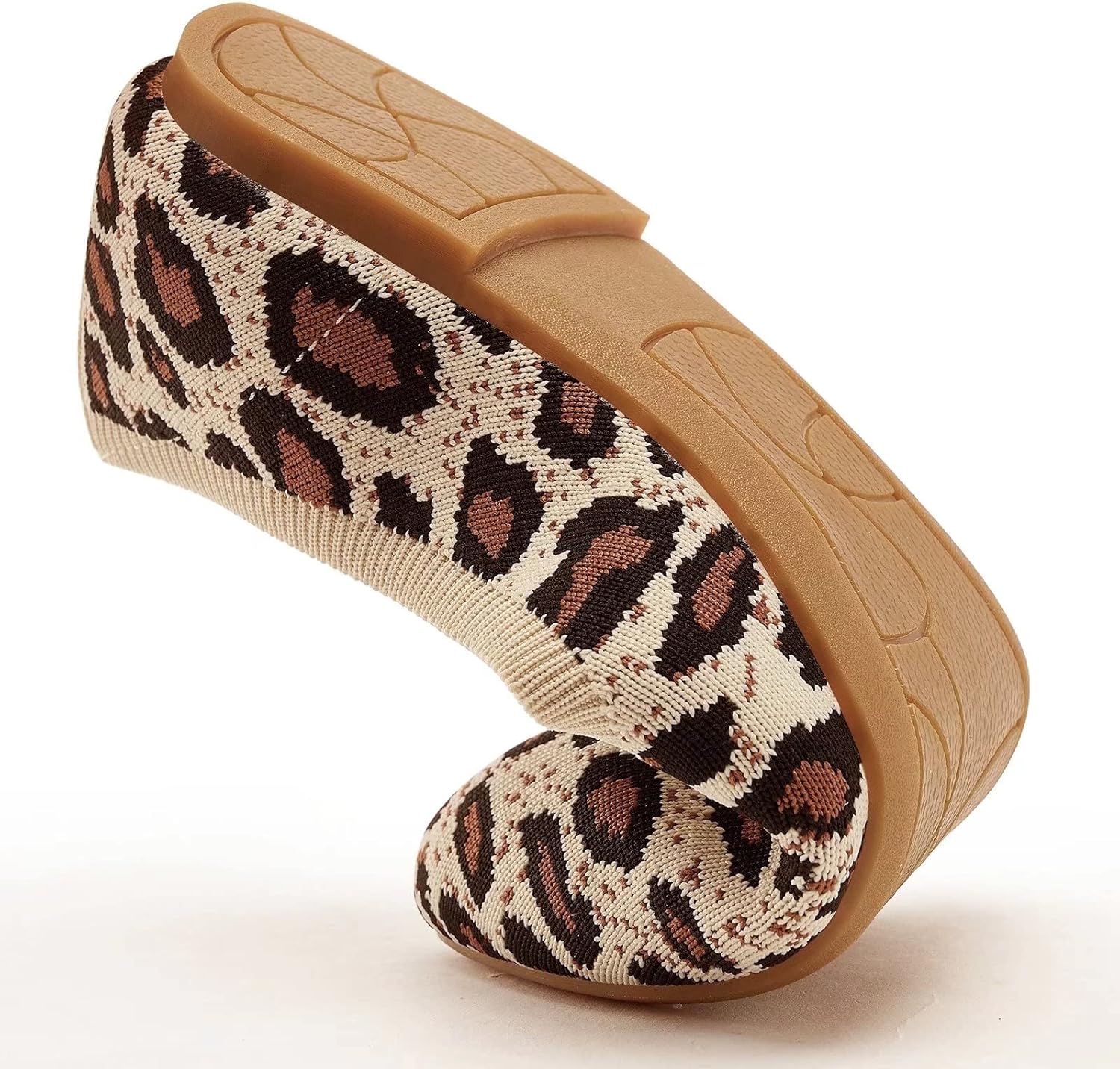 Thumbnail 4 de Puxowe Ballerine pour Femme Pointue en Maille – Beige Léopard, taille 38,5 EU