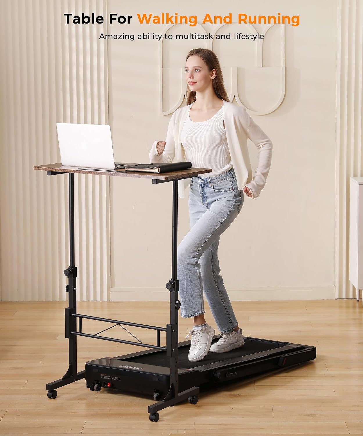 Thumbnail 6 de KLSMYHOKI SD1 Adjustable Standing Desk with Locking Wheels, Rustic Top