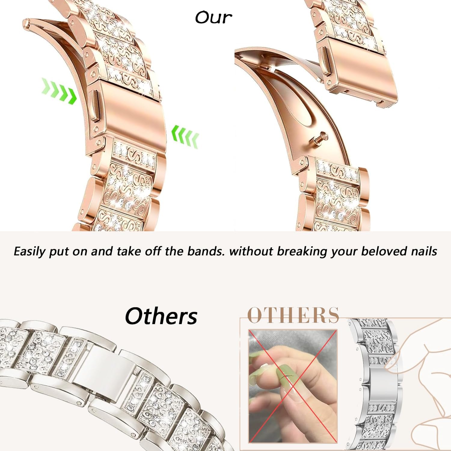 Thumbnail 2 de JJii Sung Bling Diamond Strap for Apple Watch – 38–49mm with Butterfly Clasp
