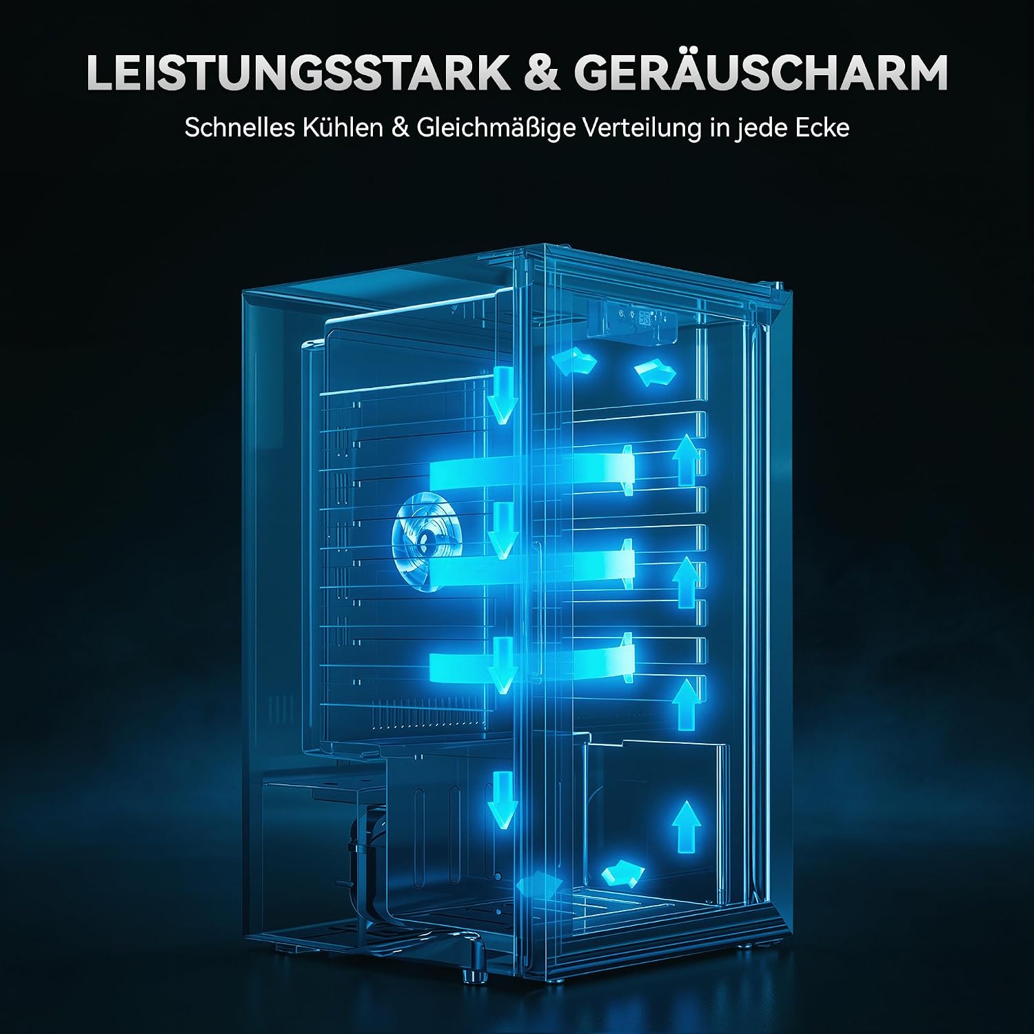 Detalle de TRIUMPHKEY 86L Getränkekühlschrank – frostfrei, 4 Ablagen, 130 Dosen, Glasfront