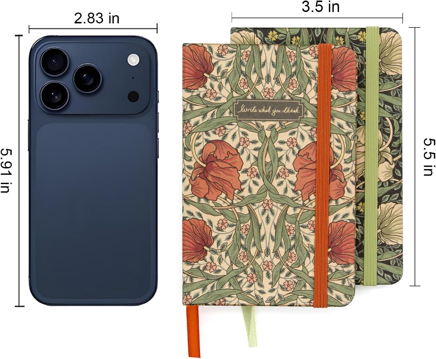Detalle de WETLOTE A6 Notebook 2-Pack – Lined, Fabric Cover, 148 Pages (80gsm), Floral/Orange Blossom Edition