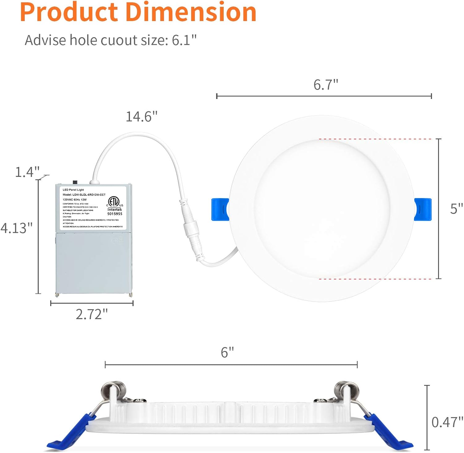 Thumbnail 1 de Meconard 12 Pack 6 Inch Ultra-Thin LED Recessed Ceiling Light with Junction Box