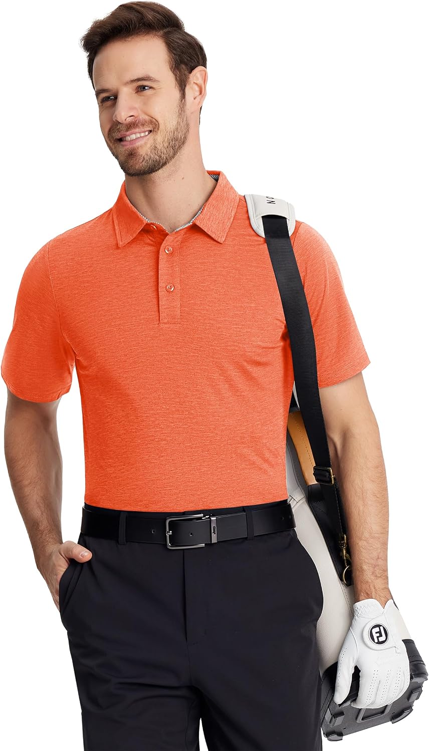 Detalle de TACVASEN Men's Golf Polo Shirt, Lightweight Quick-Dry, 3-Button
