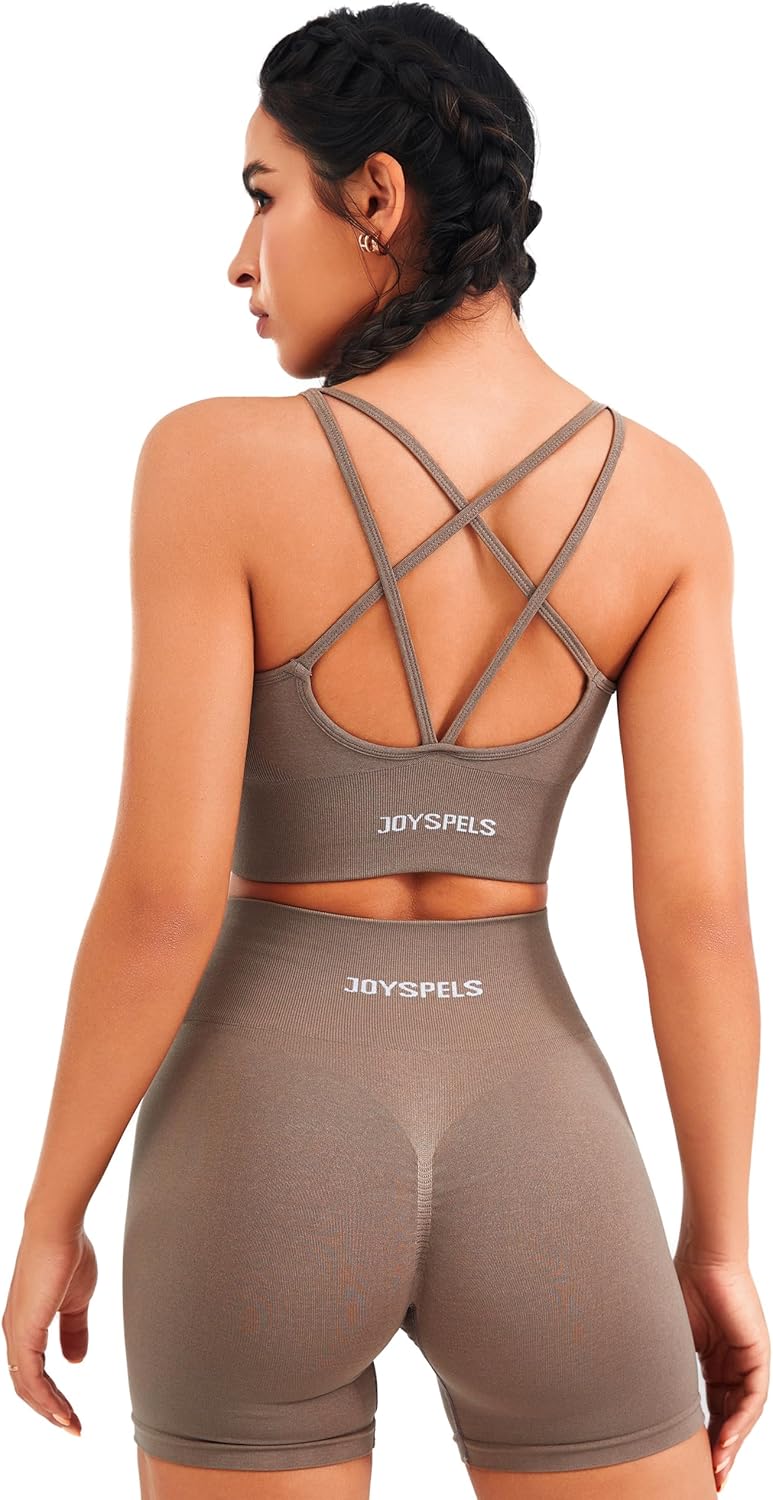 Thumbnail 4 de JOYSPELS Women's Seamless Longline Sports Bra - Slim Strap, 4-Way Stretch with Removable Pads