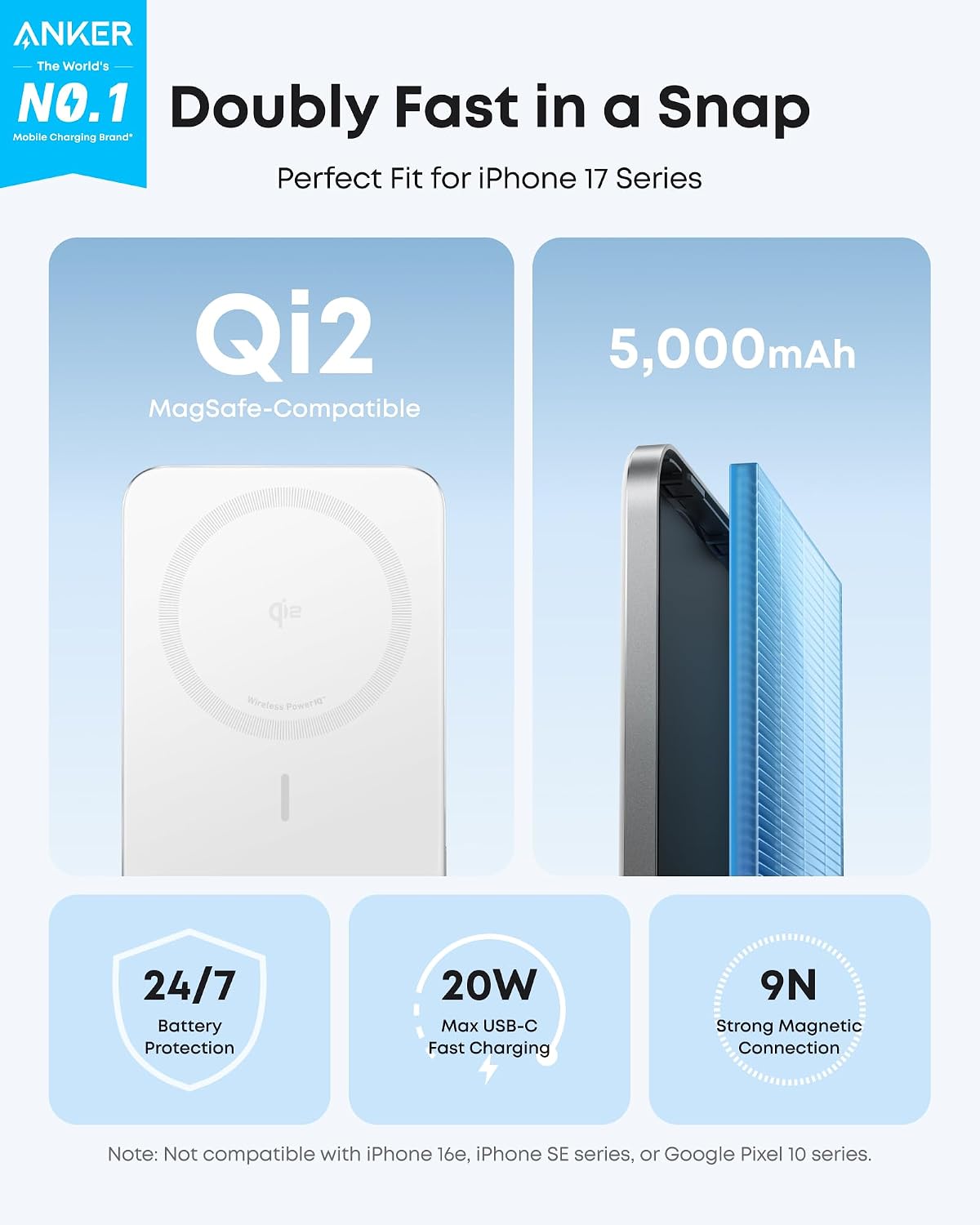 Detalle 2 de Anker Nano Qi2 15W Power Bank MagSafe 5000 mAh