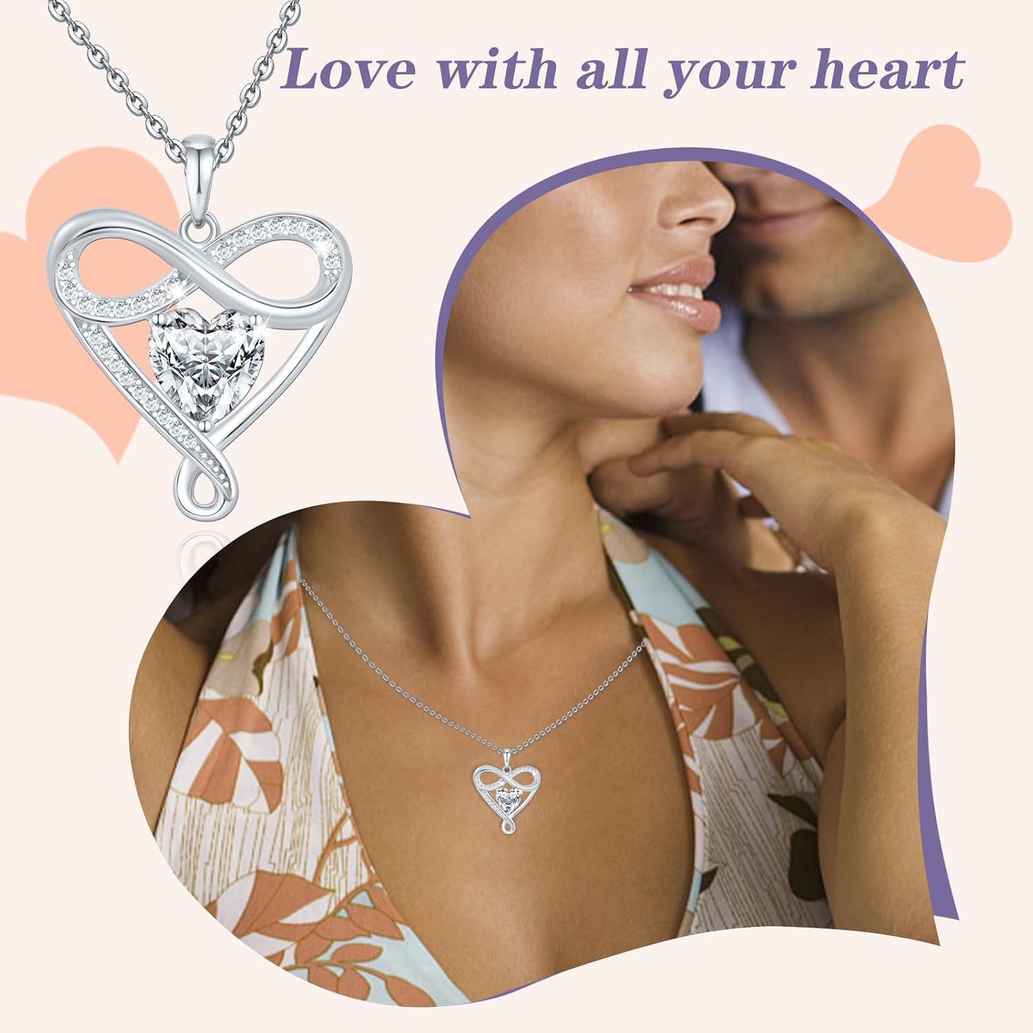 Detalle de Yuelove Infinity Necklace, 925 Sterling Silver