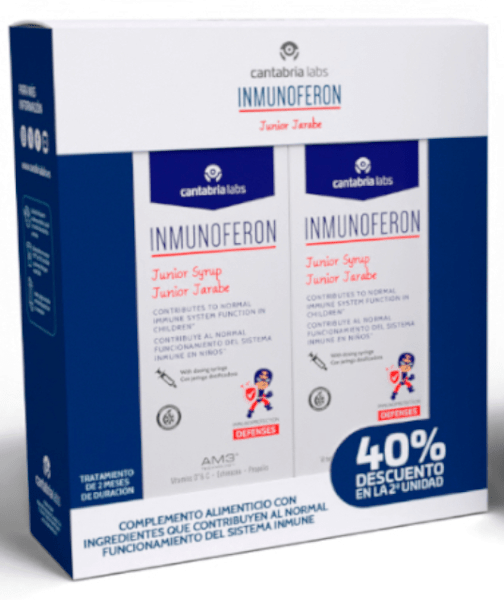Detalle de Inmunoferon Junior Jarabe 2x150 ml de Cantabria Labs: refuerzo inmunológico para niños a partir de 2 años