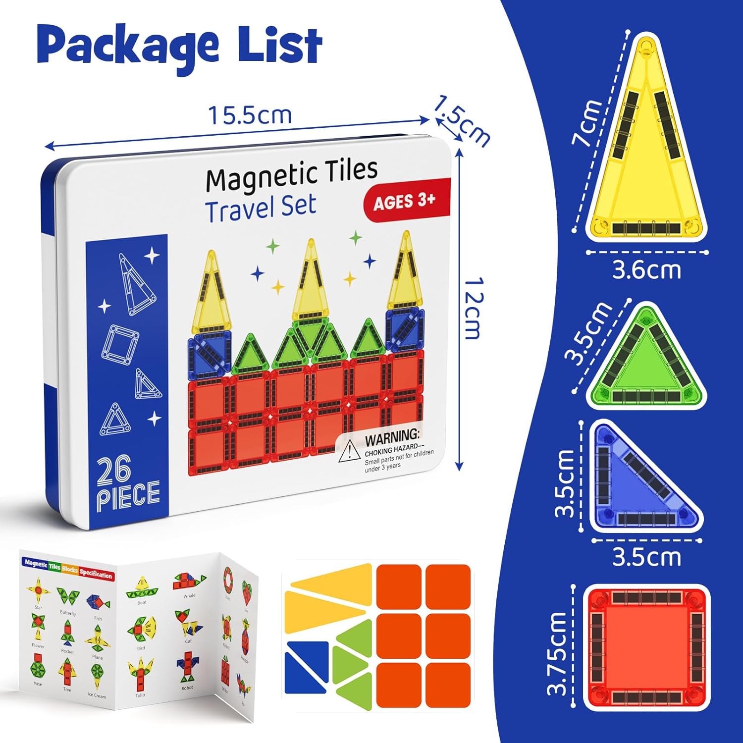 Thumbnail 6 de Reise magnetische Fliesen – 26-teilige Mini magnetische Bausteine, Travel-Set mit Eisen-Box (ab 3 Jahren) – Montessori kreativ unterwegs