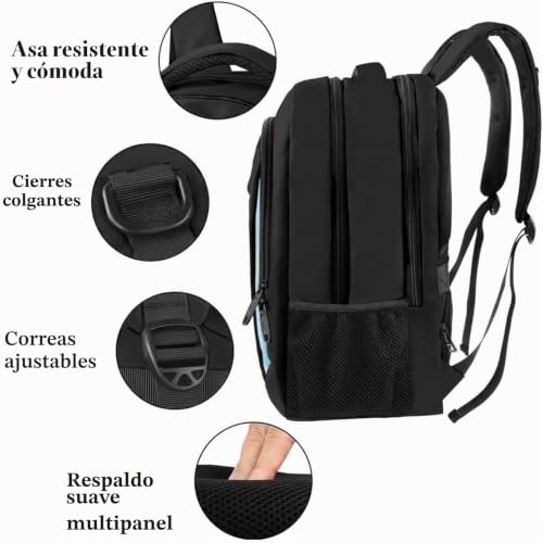 Detalle de MATEIN Mochila Portátil 17 Pulgadas (Negro-Azul): organización y comodidad para trabajo y viaje