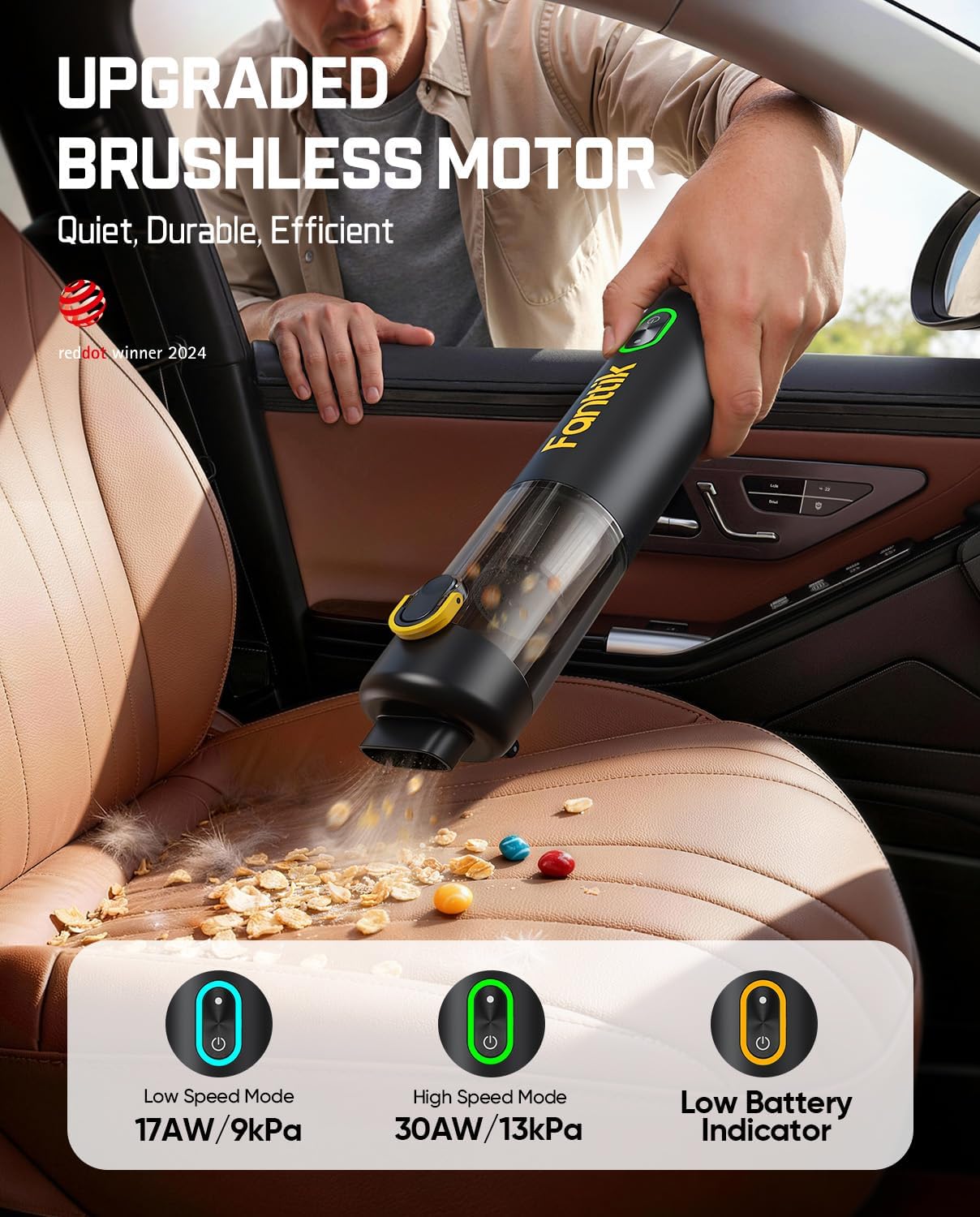Thumbnail 4 de Fanttik V8 Mate Upgraded Cordless Car Vacuum (13000pa) — Portable Mini Handheld for Car, Desk & Keyboard