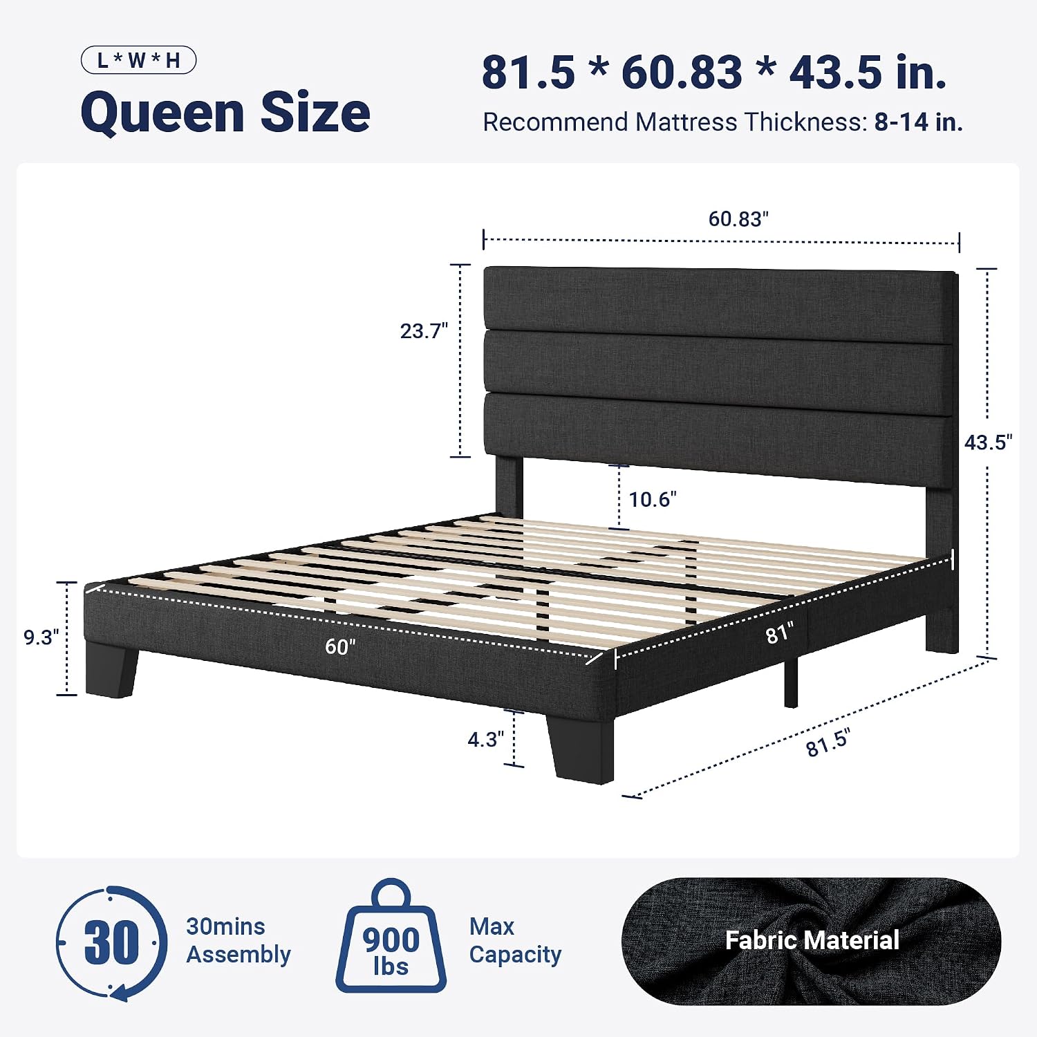 Detalle 2 de Allewie Queen Platform Bed Frame