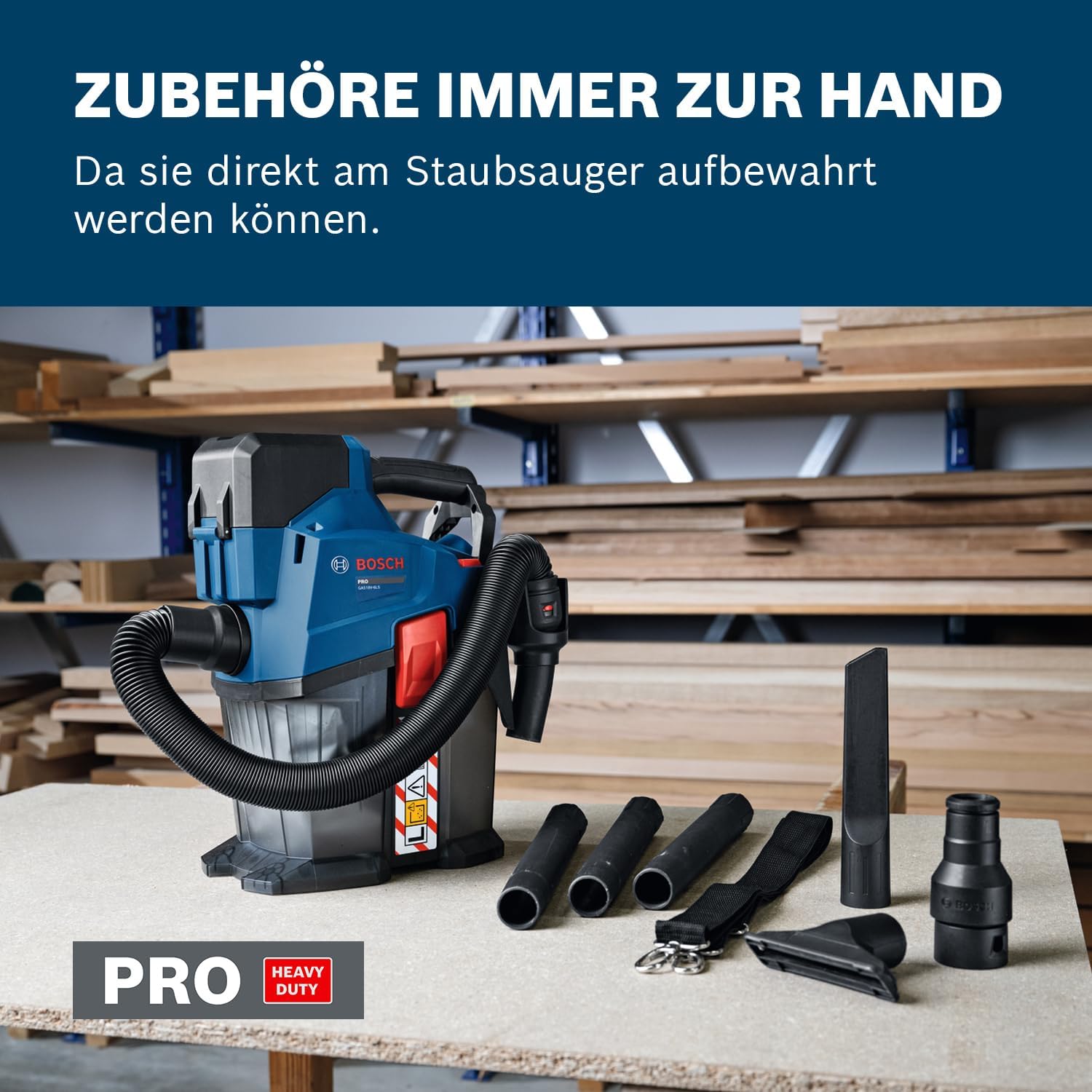 Thumbnail 2 de Bosch Professional PRO 18V System Akku-Staubsauger GAS18V-6LS (inkl. Schlauch, Winkelrohr & Düsen)