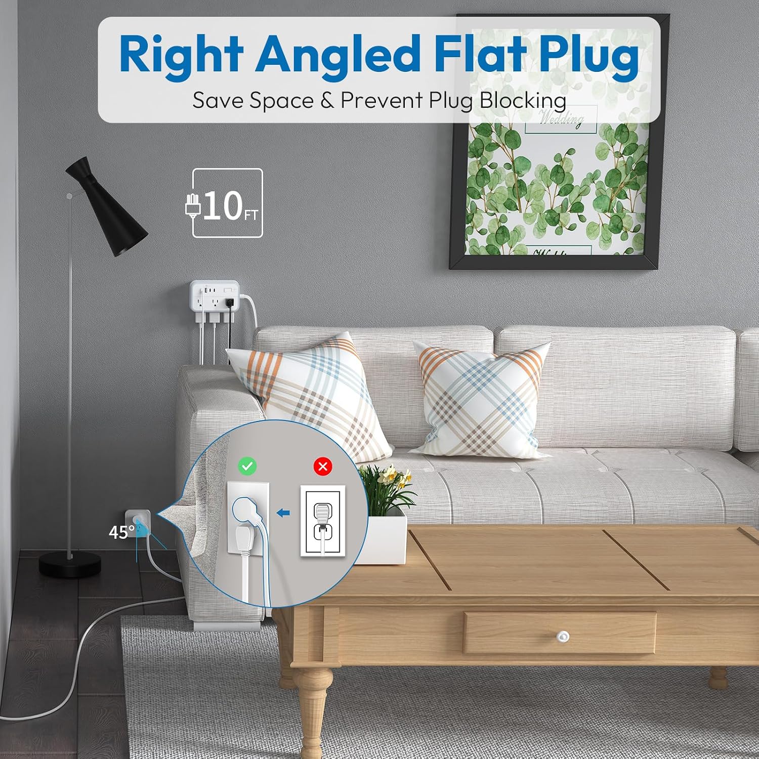 Thumbnail 3 de NTONPOWER APS-6A2U2C-US Power Strip, 10 ft Flat Cord, 6 Outlets and 4 USB Ports