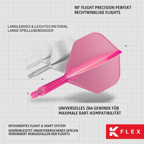 Detalle de Target Darts K Flex Integrierter 2-in-1 Flight & Shaft, Nr. 2 Rosa – 3er-Pack