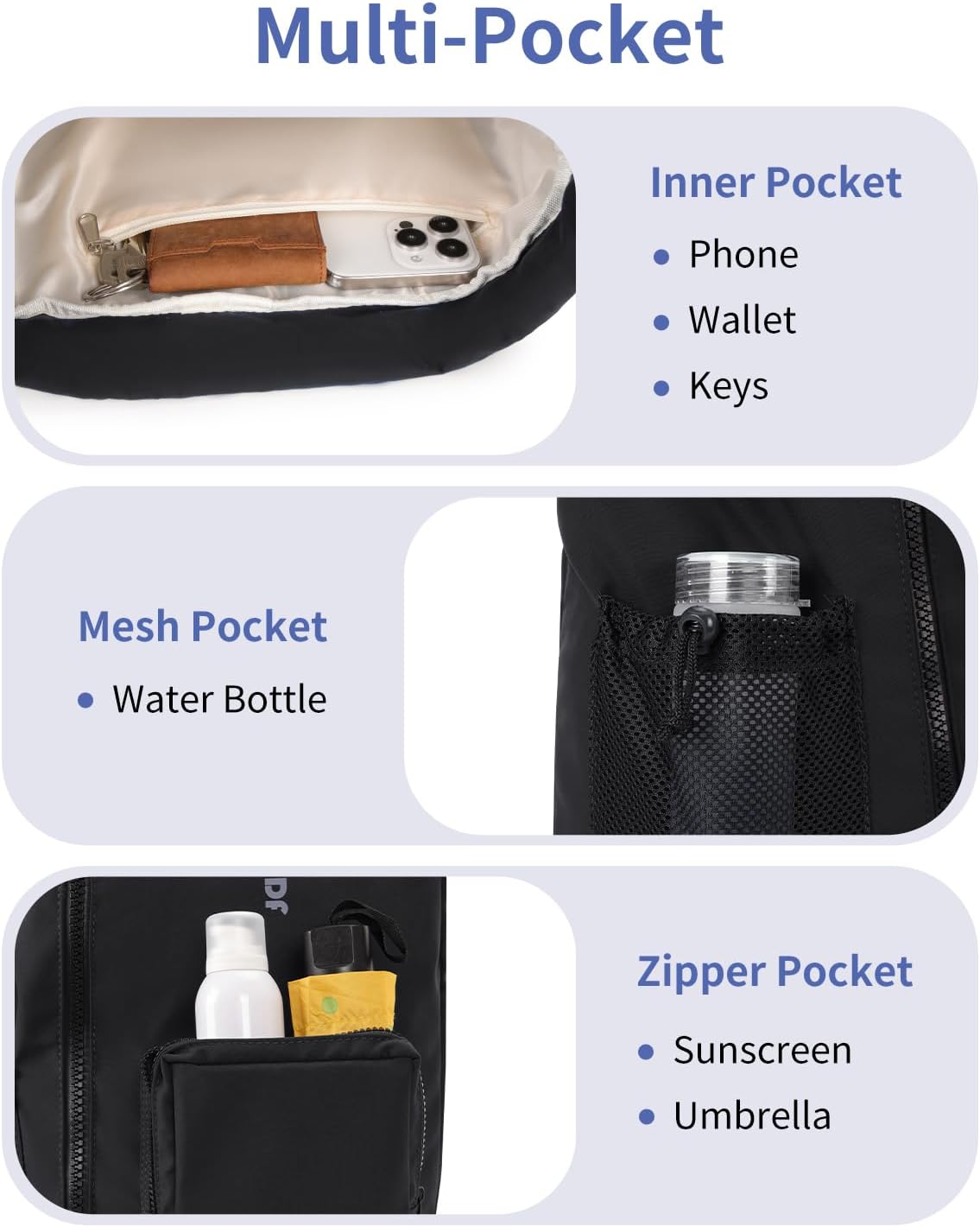 Thumbnail 4 de WANDF Drawstring Gym Bag with Shoes Compartment – 24L, 31 x 16 x 49 cm, Water-Resistant