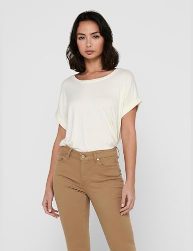Detalle 2 de ONLY ONLMOSTER S/S O-Neck TOP NOOS JRS – Damen T‑Shirt mit Umschlagbündchen