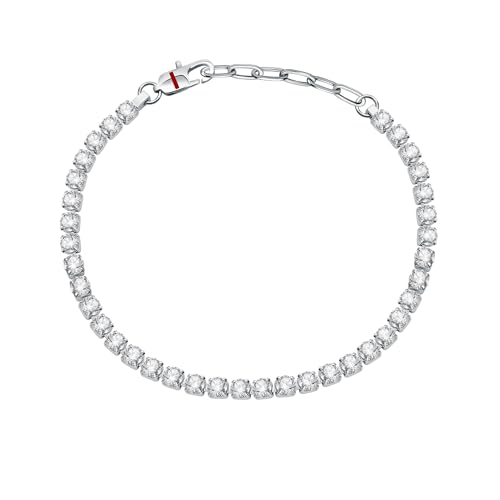 Detalle de SECTOR Bracciale Polseira Tennis in Acciaio Aço Prate con Cristallo Prate – 22 cm