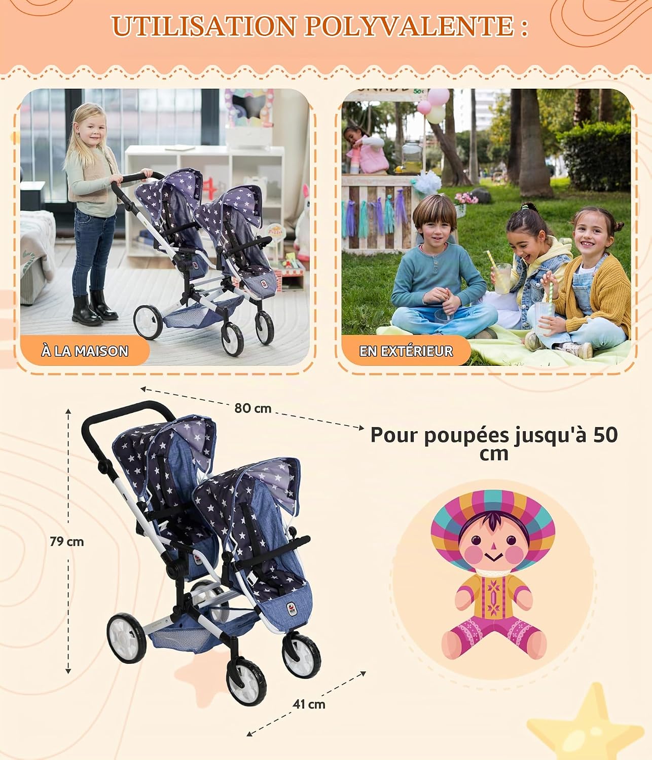 Thumbnail 4 de Bayer Chic 2000 Linus Duo 690-67 poppenwagen voor twee poppen, antraciet-mint