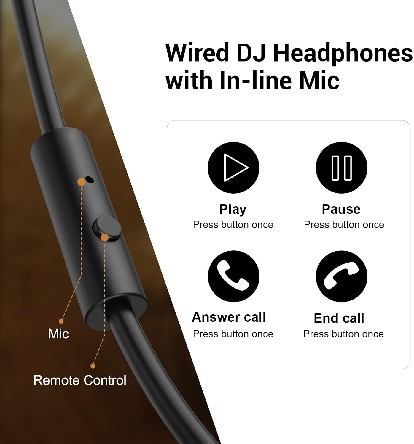 Detalle de OneOdio Wired Over Ear Headphones with 50mm Drivers – Hi‑Fi Sound, Bass Boost, 1/4 to 3.5mm Jack (Red)