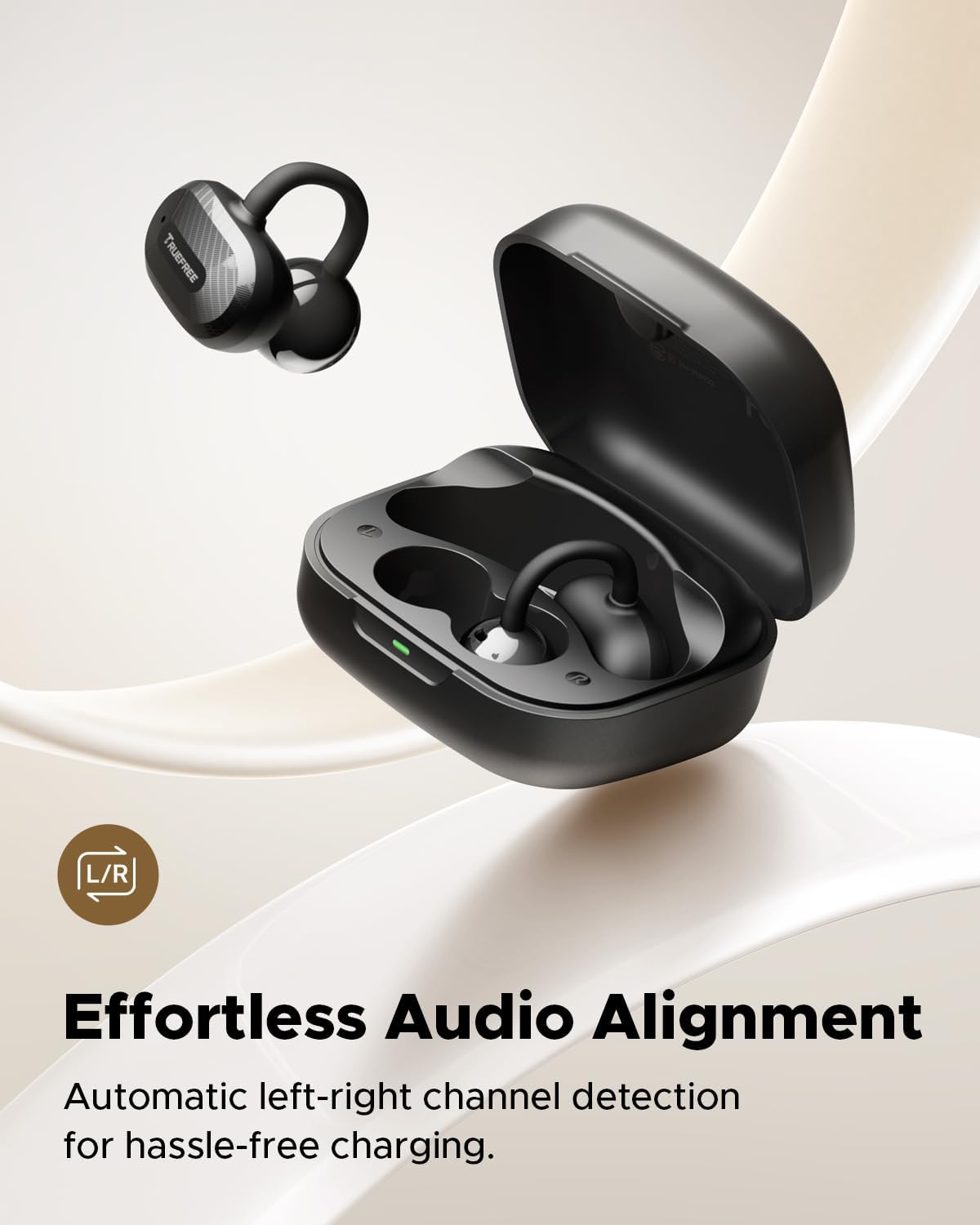 Detalle de truefree C10 open‑ear earbuds 28H playtime