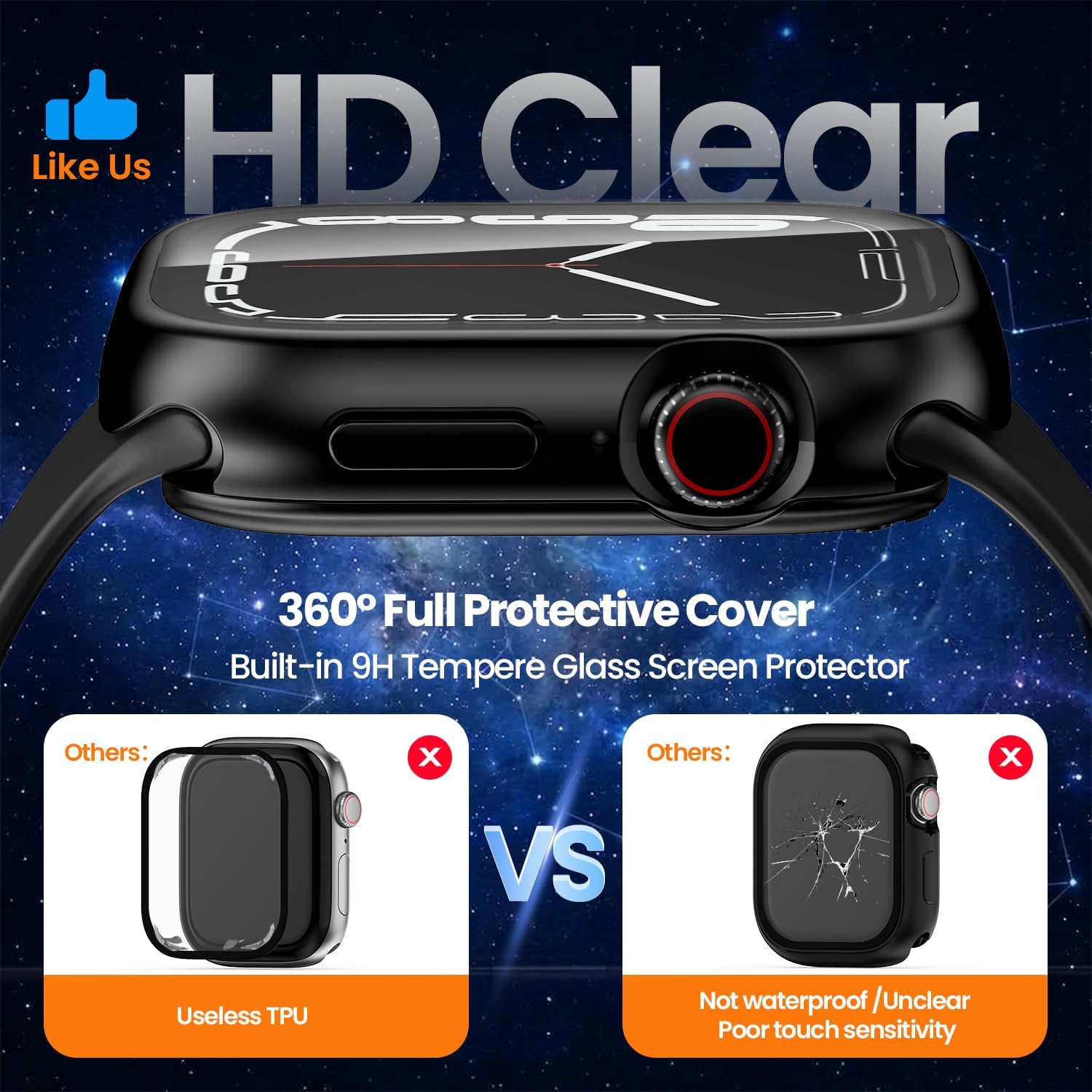 Detalle de YIJDACASE 3 in 1 Waterproof Case for 44mm Apple Watch SE 3/2/1 Series 6/5/4