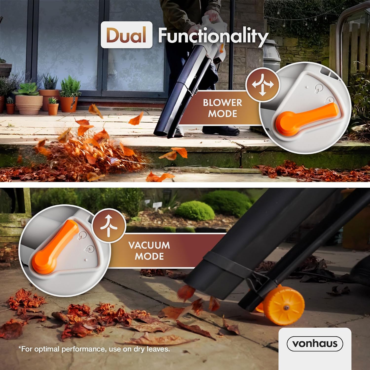 Thumbnail 1 de VonHaus Leaf Blower and Vacuum Corded 3000W with 35L Bag, 10m Cable and Wheels