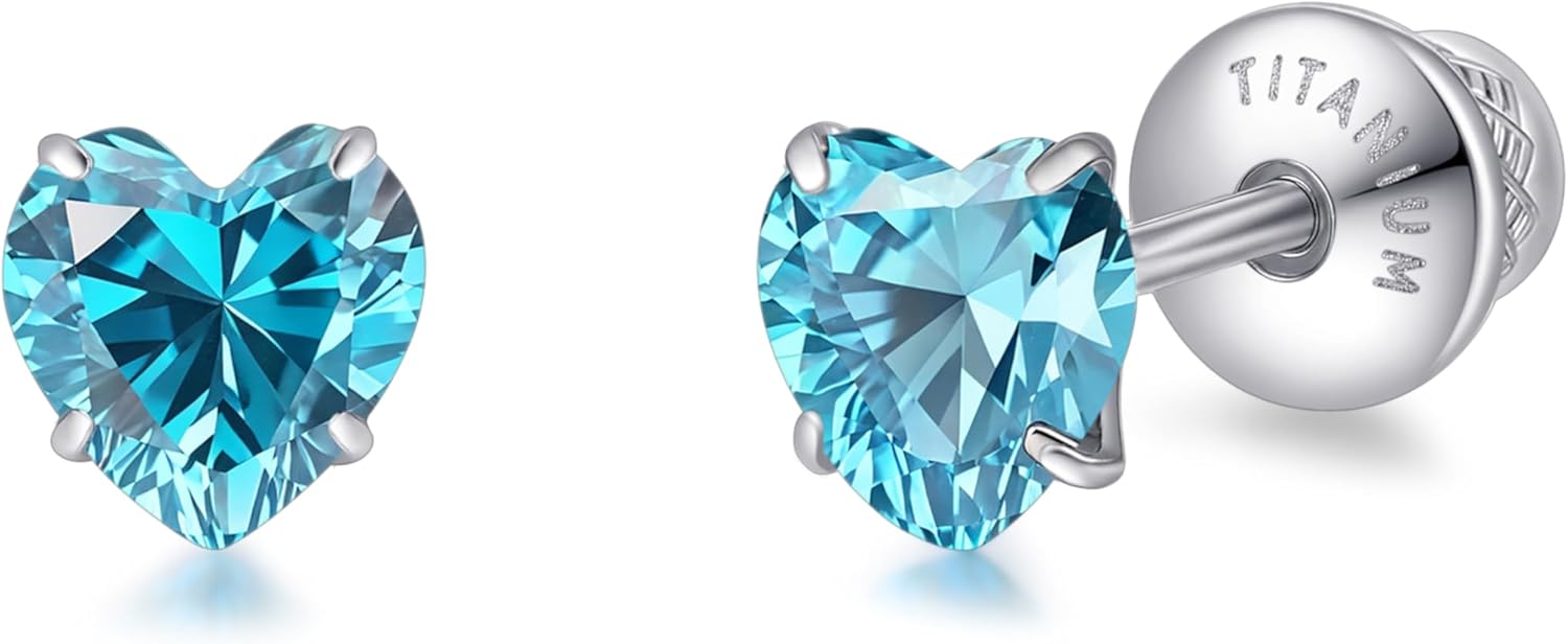 Detalle 2 de Limerencia Herz Titan Ohrringe mit Schraubverschluss – hypoallergen, 5 mm CZ