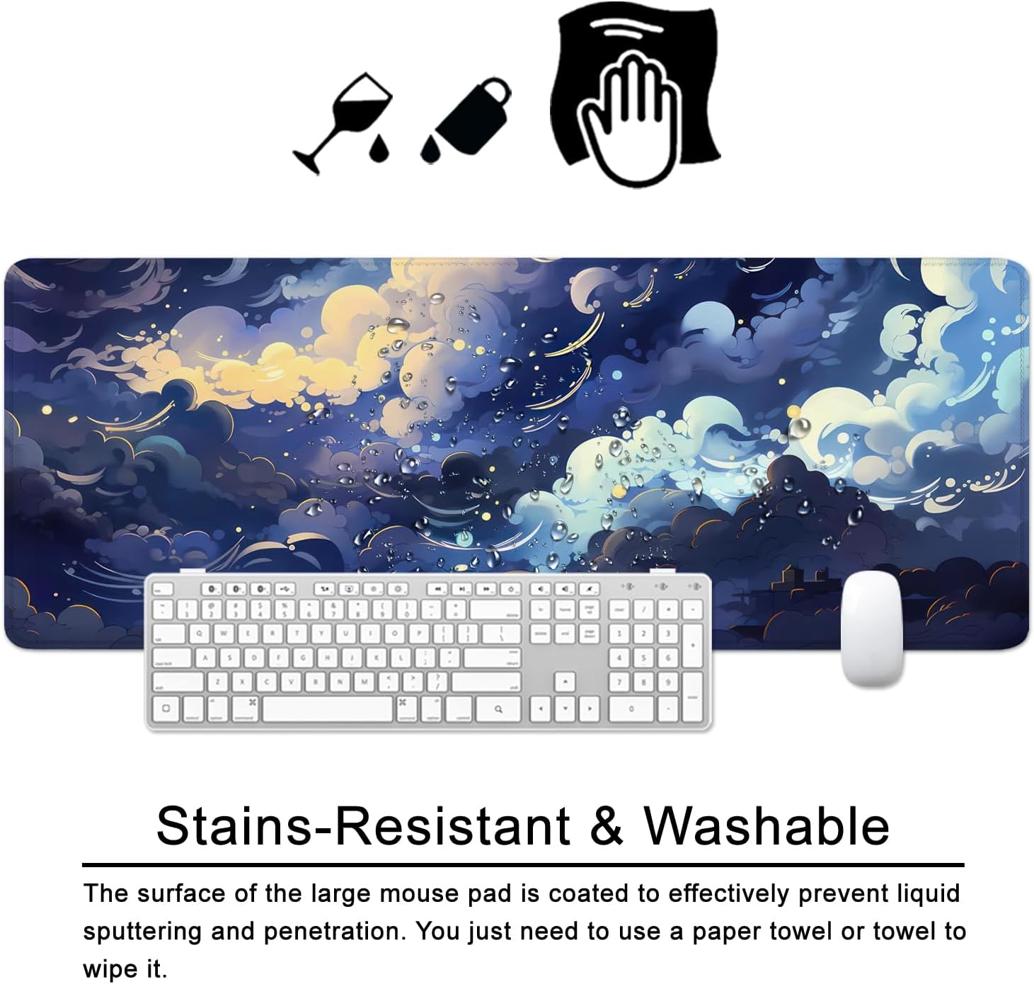 Thumbnail 2 de WYDUCVI Blue Large Gaming Mouse Mat (Clouds-05) – 31.5 x 11.8 x 0.12 inch