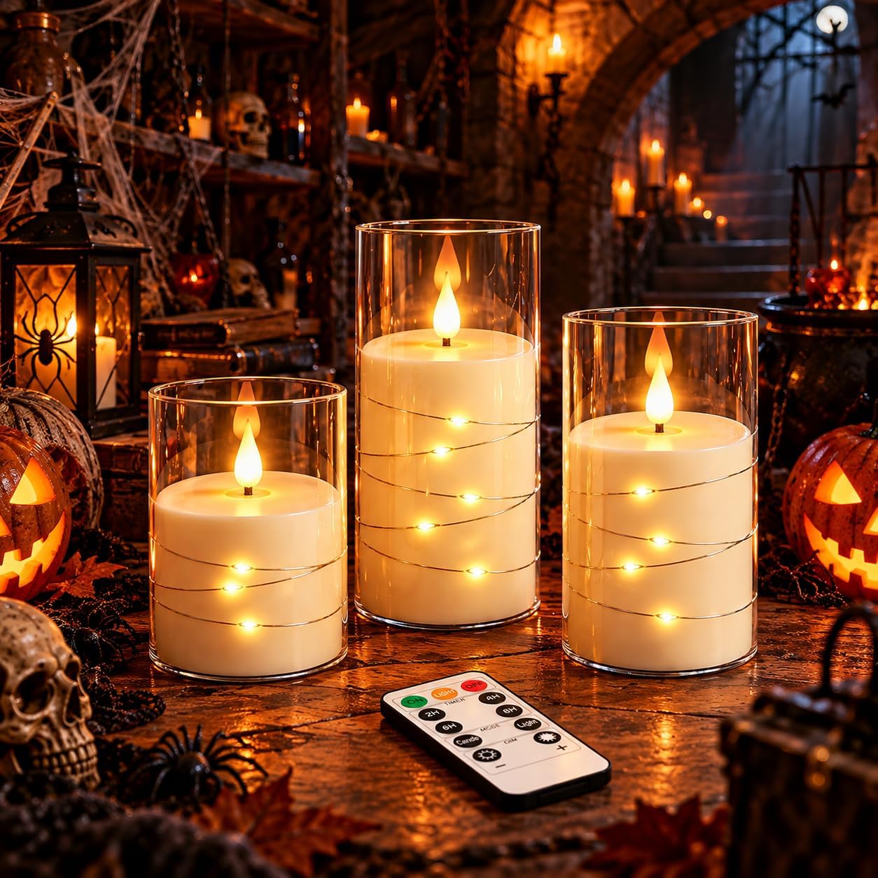 Thumbnail 2 de Da by CHLZ-3 Ivory Flameless Taper Candles, Remote-Controlled LED 3-Pack
