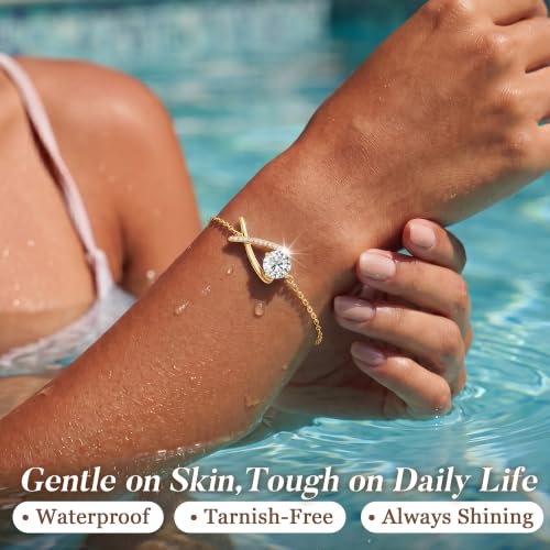 Detalle de CDE Infinity Bracelets for Women Birthstone Bracelet with 14K Gold Plated