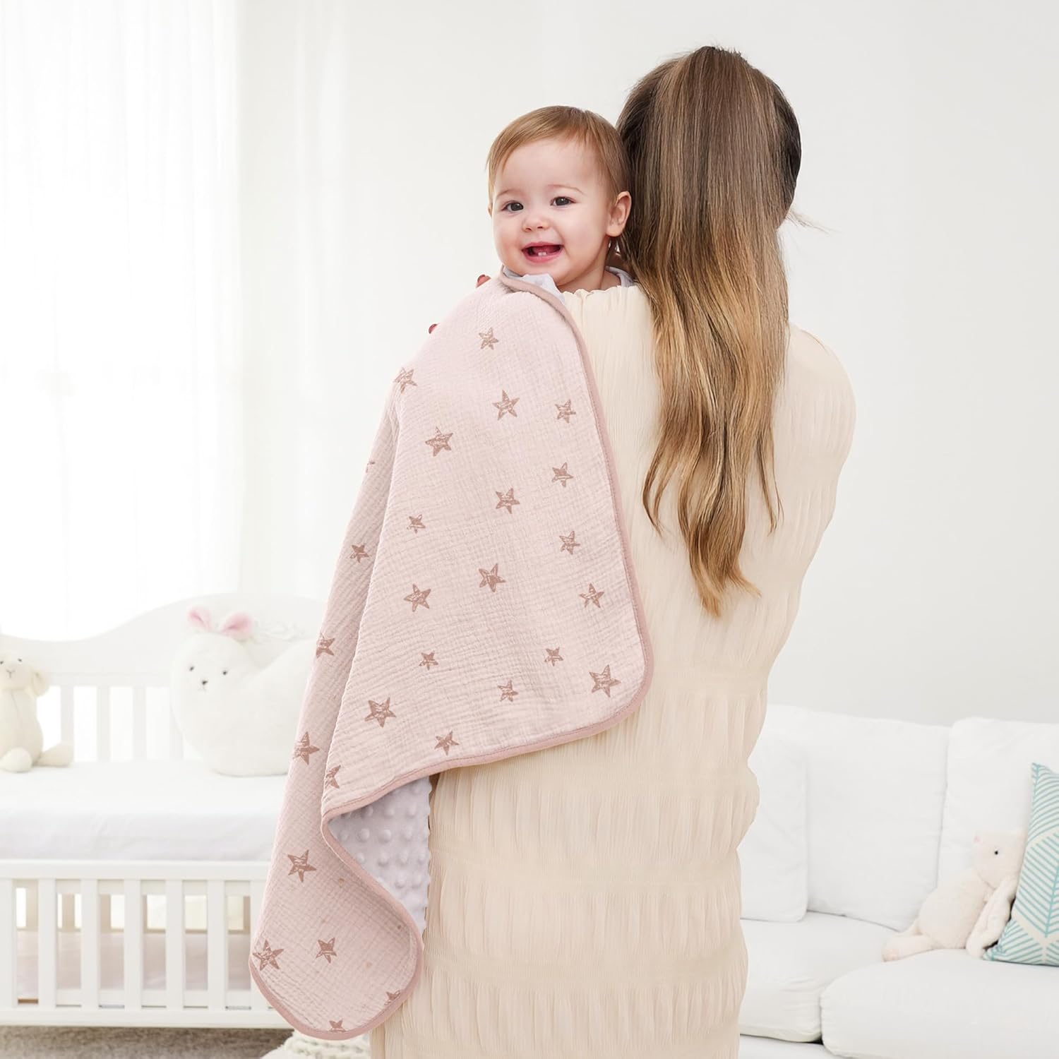 Detalle 2 de Susurration Baby Blanket for Unisex - Pink Star 75x100 cm