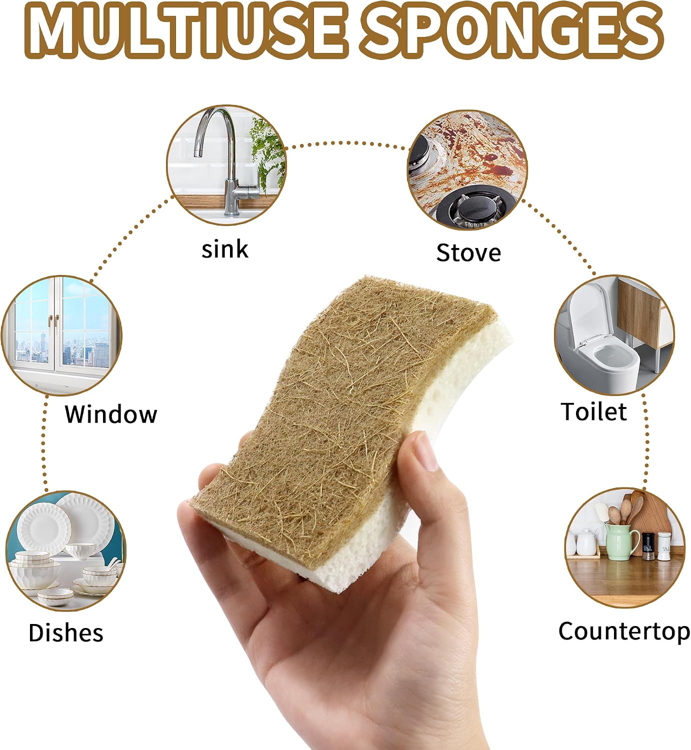 Thumbnail 6 de Natural Kitchen Sponges, Biodegradable & Compostable (12-Pack)