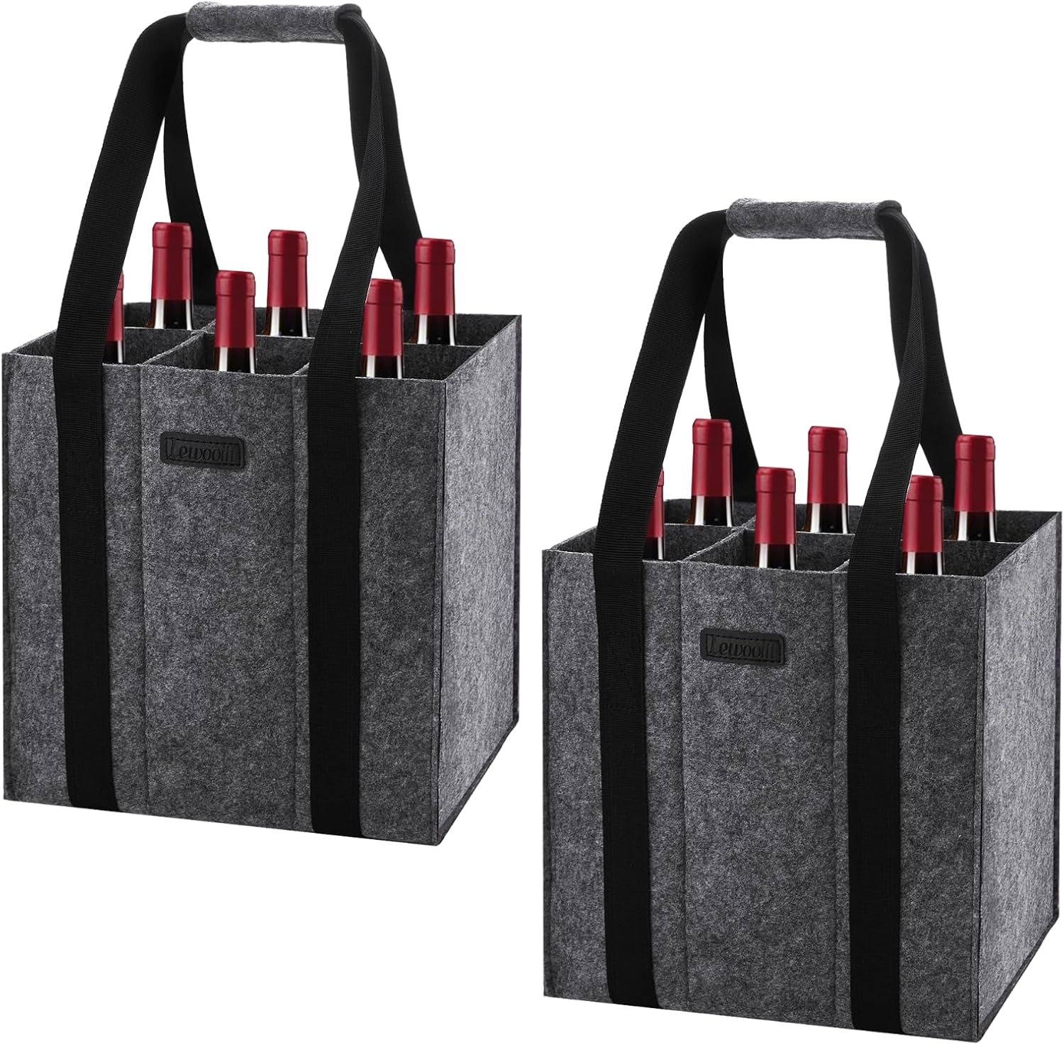 Detalle de Lewooilt 2 Pack Wine Carrier Bag 6 Bottles