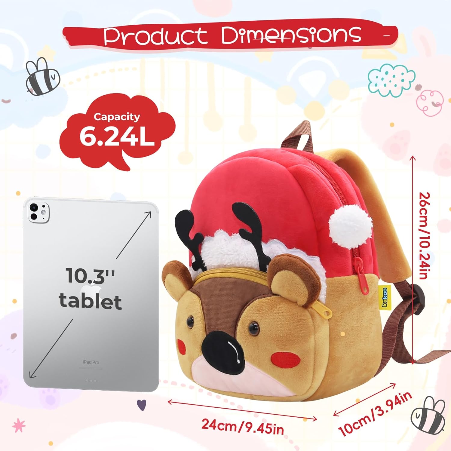 Thumbnail 3 de PROTAURI Sac à dos enfant 1-4 ans pour crèche (cerf skieur), léger et confortable